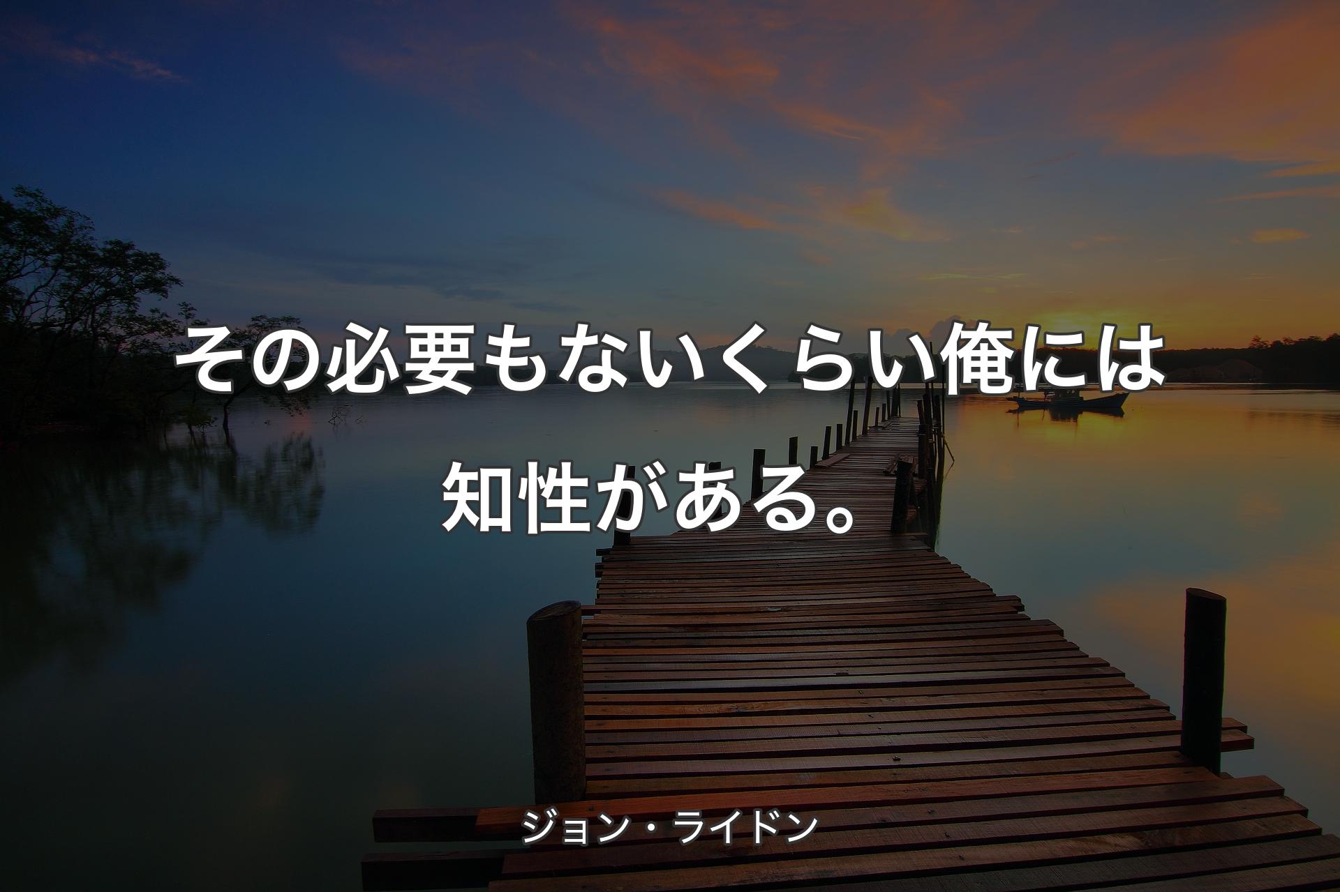 【背景3】その必要もないくらい俺には知性がある。 - ジョン・ライドン