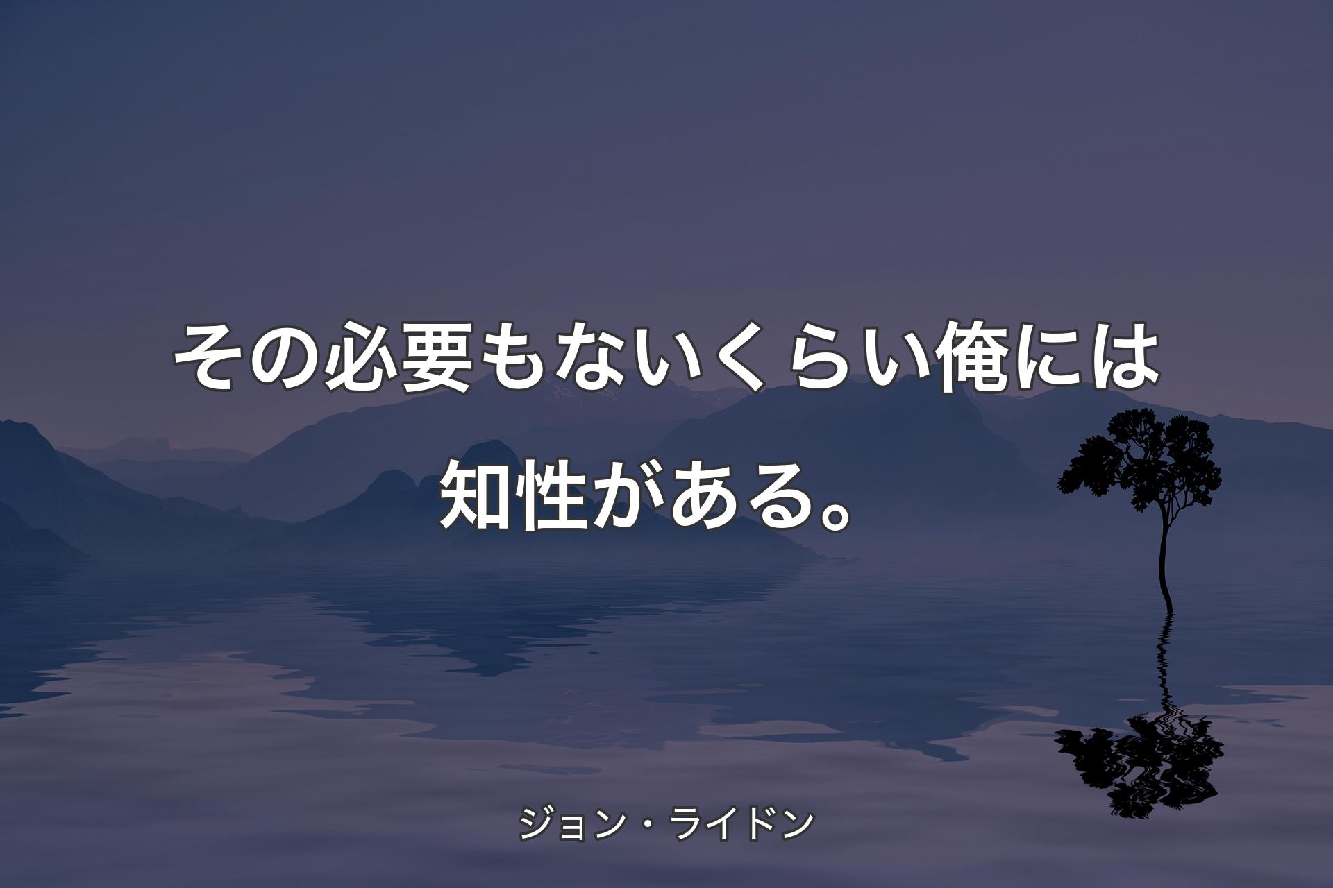 【背景4】その必要もないくらい俺には知性がある。 - ジョン・ライドン