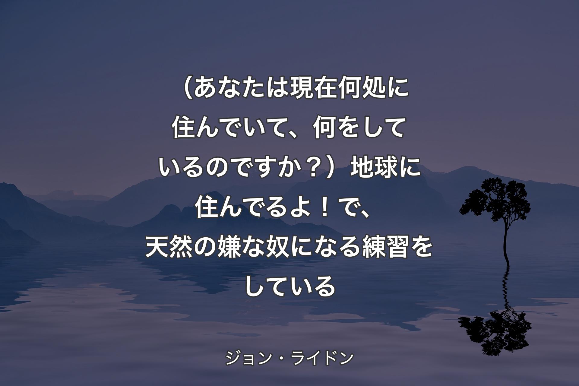 【背景4】（あなたは現在何処に住んでいて、何をしているのですか？）地球に住んでるよ！で、天然の嫌な奴になる練習をしている - ジョン・ライドン