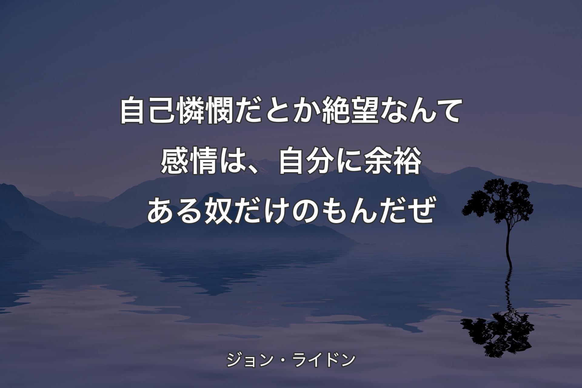 自己憐憫だとか絶望なんて感情は、自分に余裕ある奴だけのもんだぜ - ジョン・ライドン