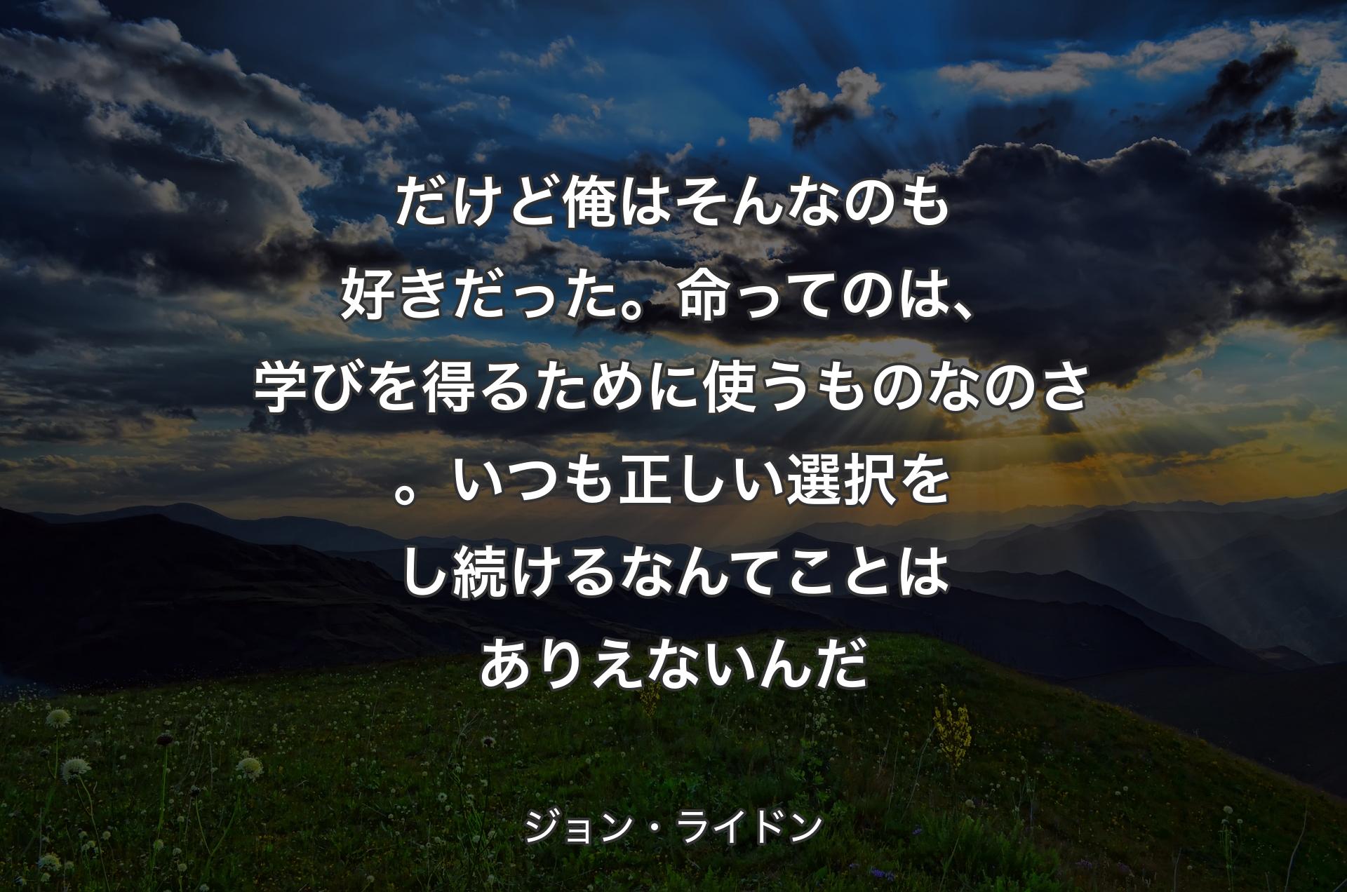 だけど俺はそんなのも好きだった。命ってのは、学びを得るために使うものなのさ。いつも正しい選択をし続けるなんてことはありえないんだ - ジョン・ライドン