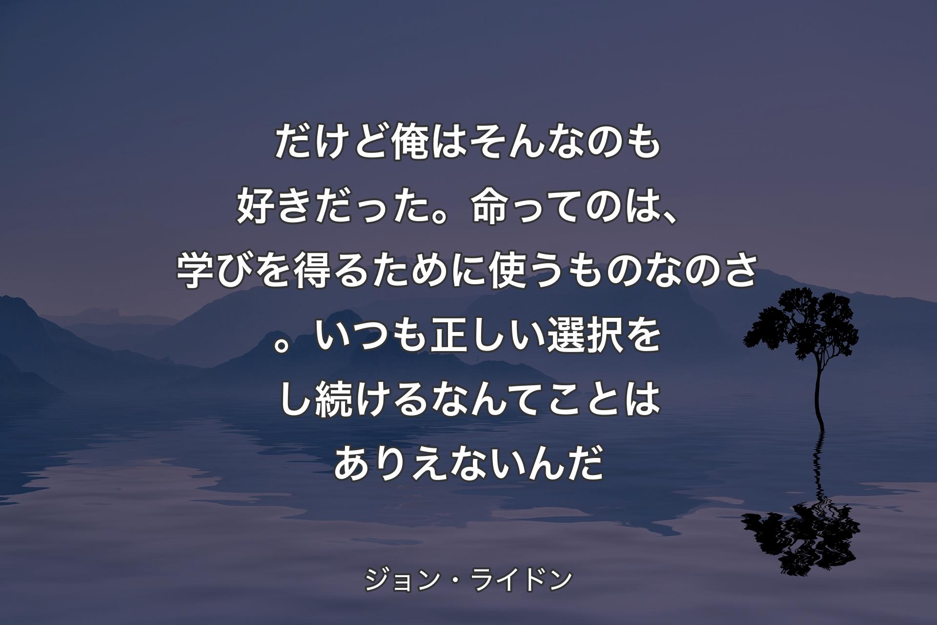 だけど俺はそんなのも好きだった。命ってのは、学びを得るために使うものなのさ。いつも正しい選択をし続けるなんてことはありえないんだ - ジョン・ライドン