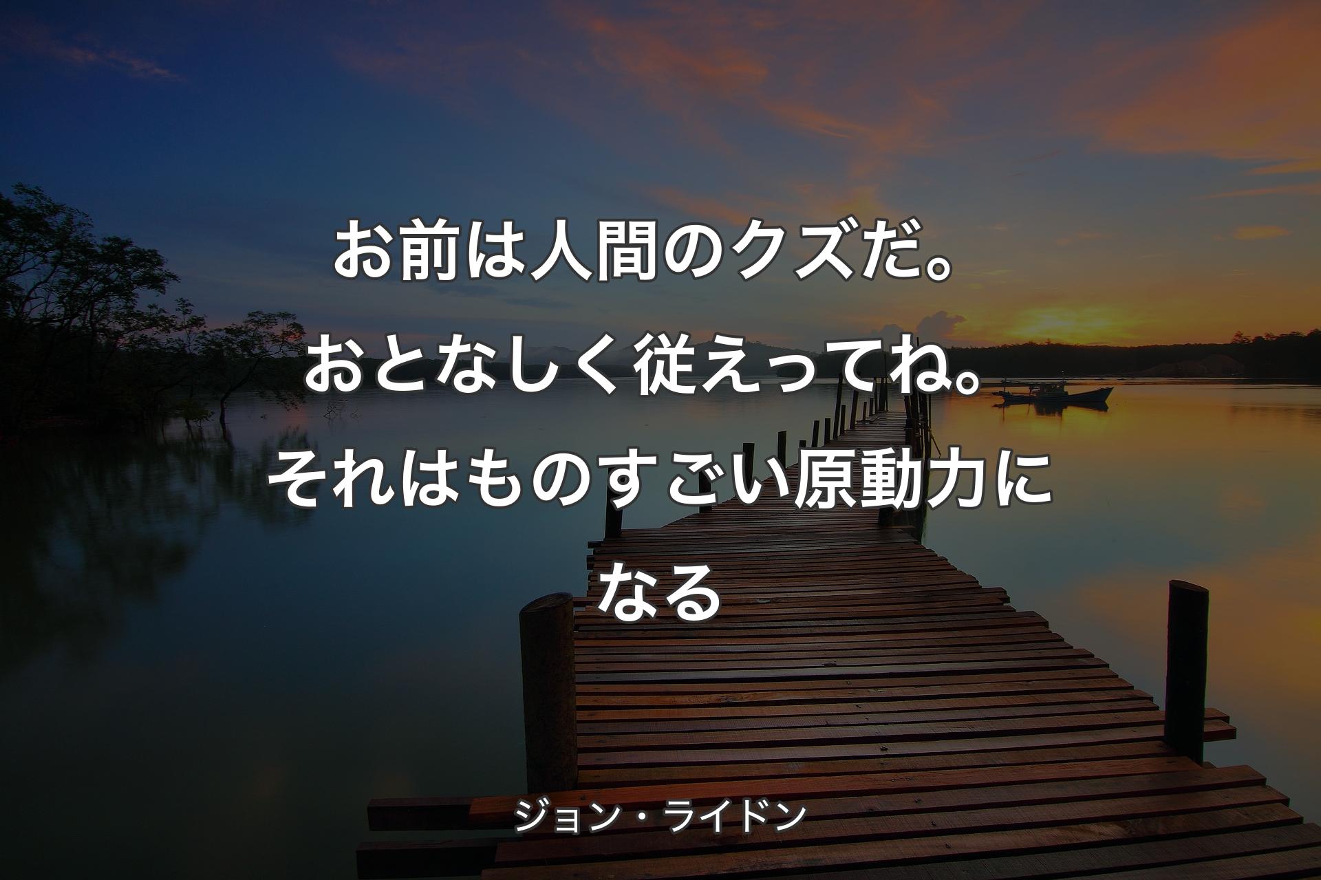 【背景3】お前は人間のクズだ。おとなしく従えってね。それはものすごい原動力になる - ジョン・ライドン