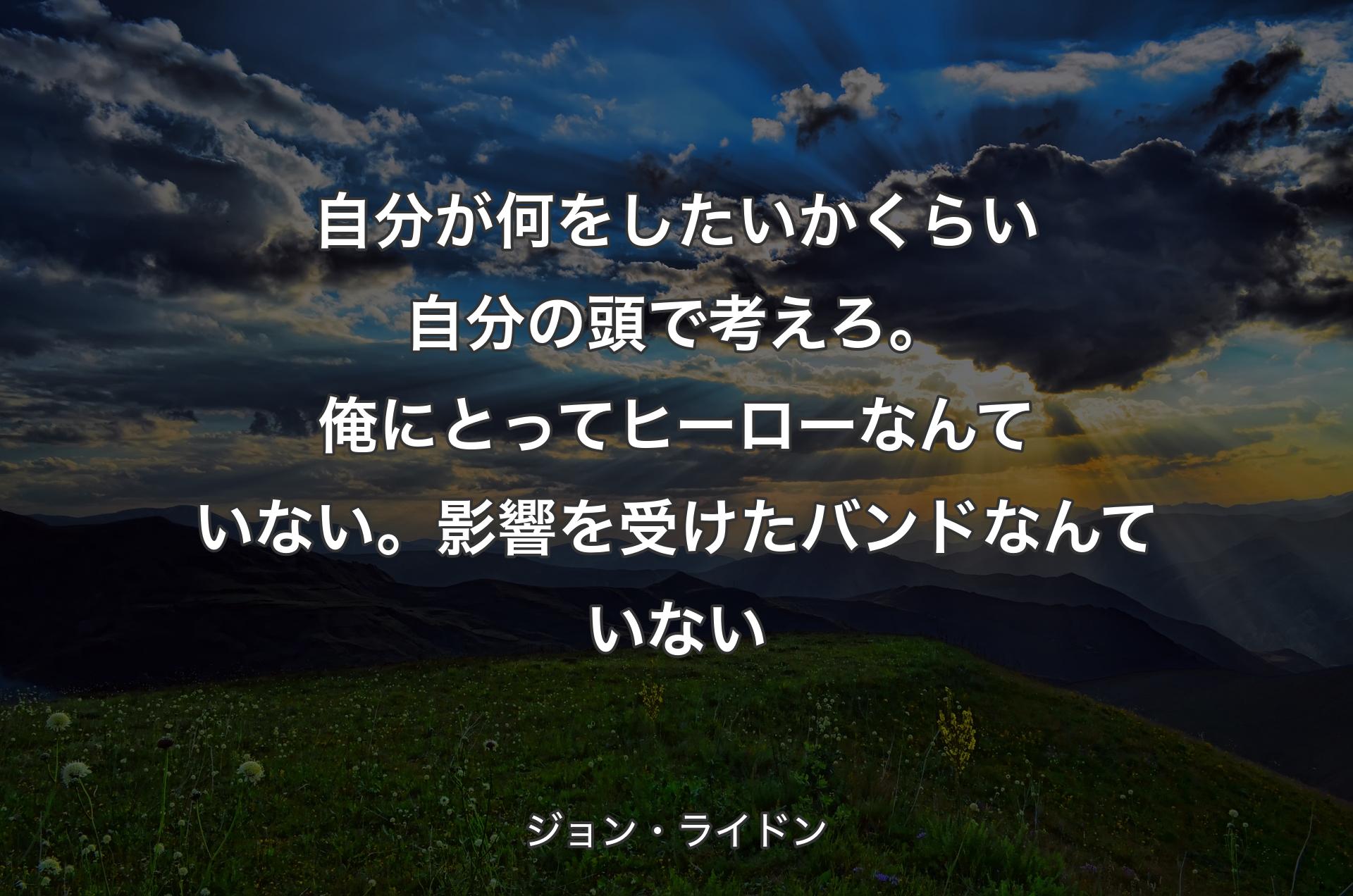 自分が何をし��たいかくらい自分の頭で考えろ。俺にとってヒーローなんていない。影響を受けたバンドなんていない - ジョン・ライドン