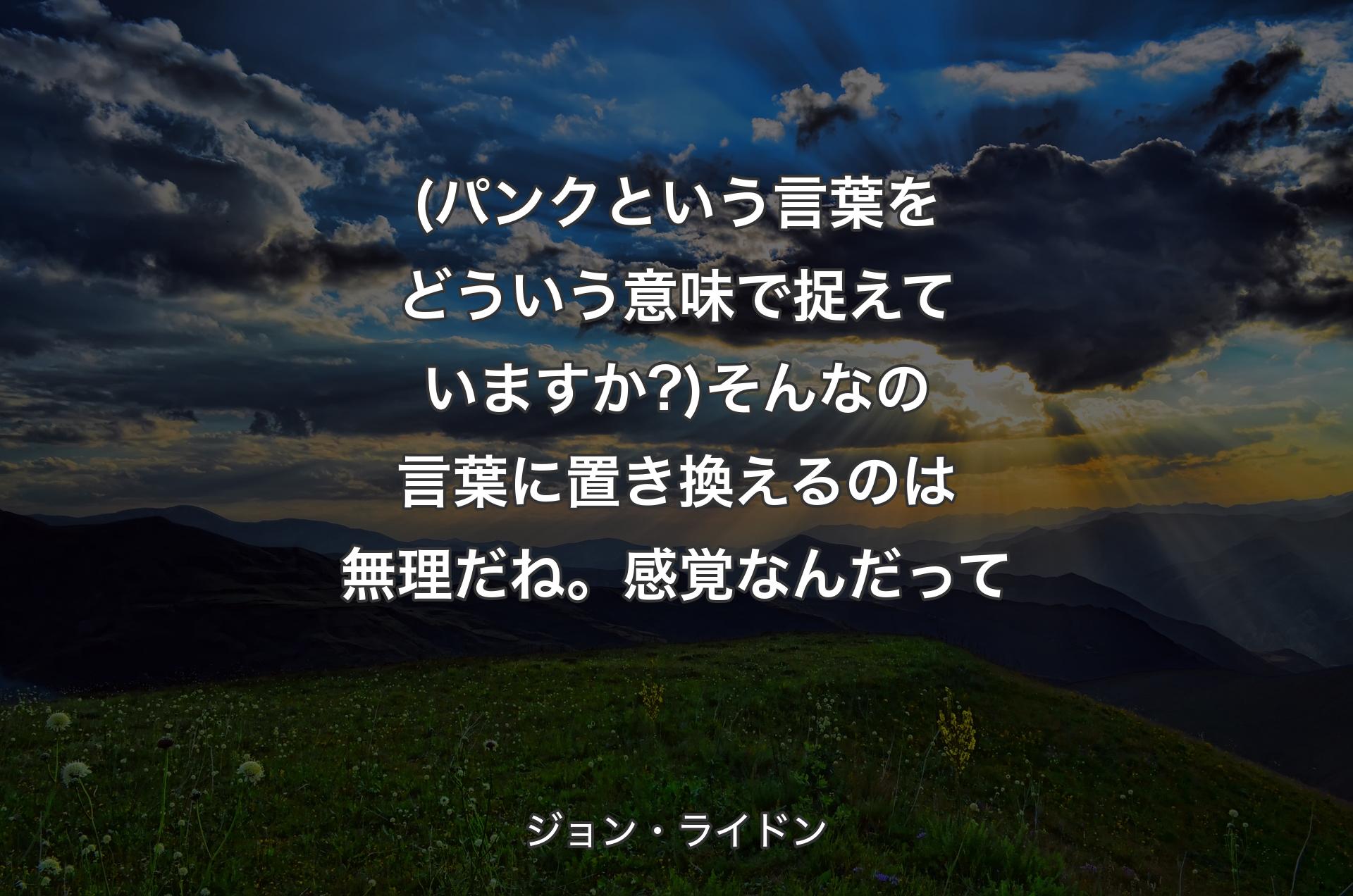 (パンクという言葉をどういう意味で捉えていますか?)そんなの言葉に置き換えるのは無理だね。感覚なんだって - ジョン・ライドン