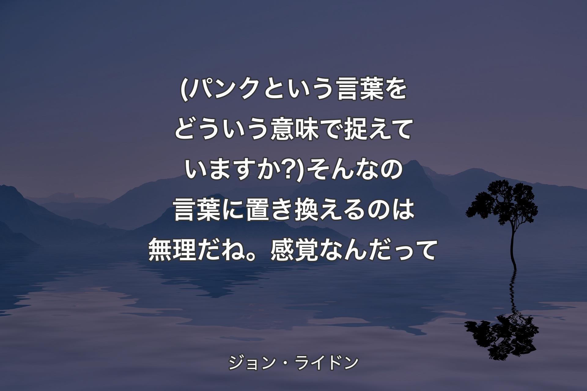 【背景4】(パンクという言葉をどういう意味で捉えていますか?)そんなの言葉に置き換えるのは無理だね。感覚なんだって - ジョン・ライドン