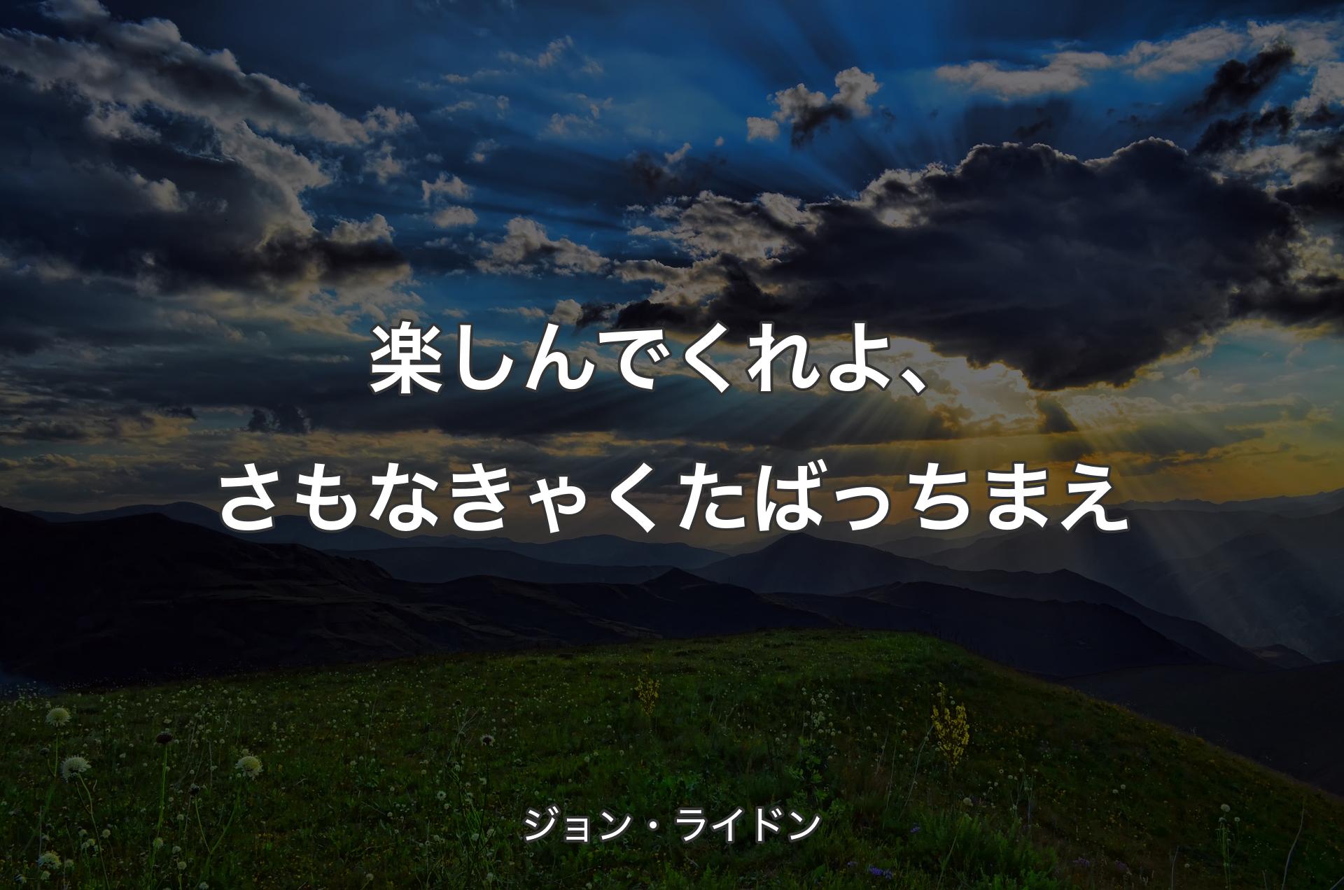 楽しんでくれよ、さもなきゃくたばっちまえ - ジョン・ライドン