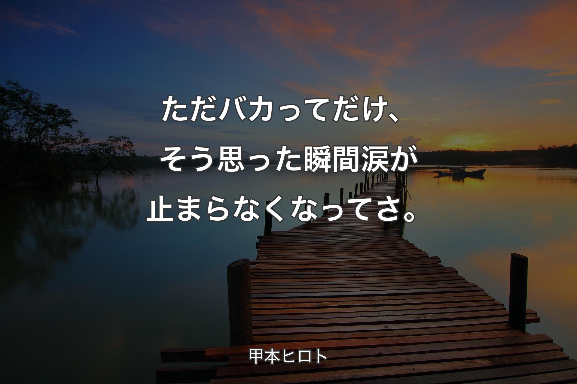 ただバカってだけ、そう思った瞬間涙が止まらなくなってさ。 - 甲本ヒロト