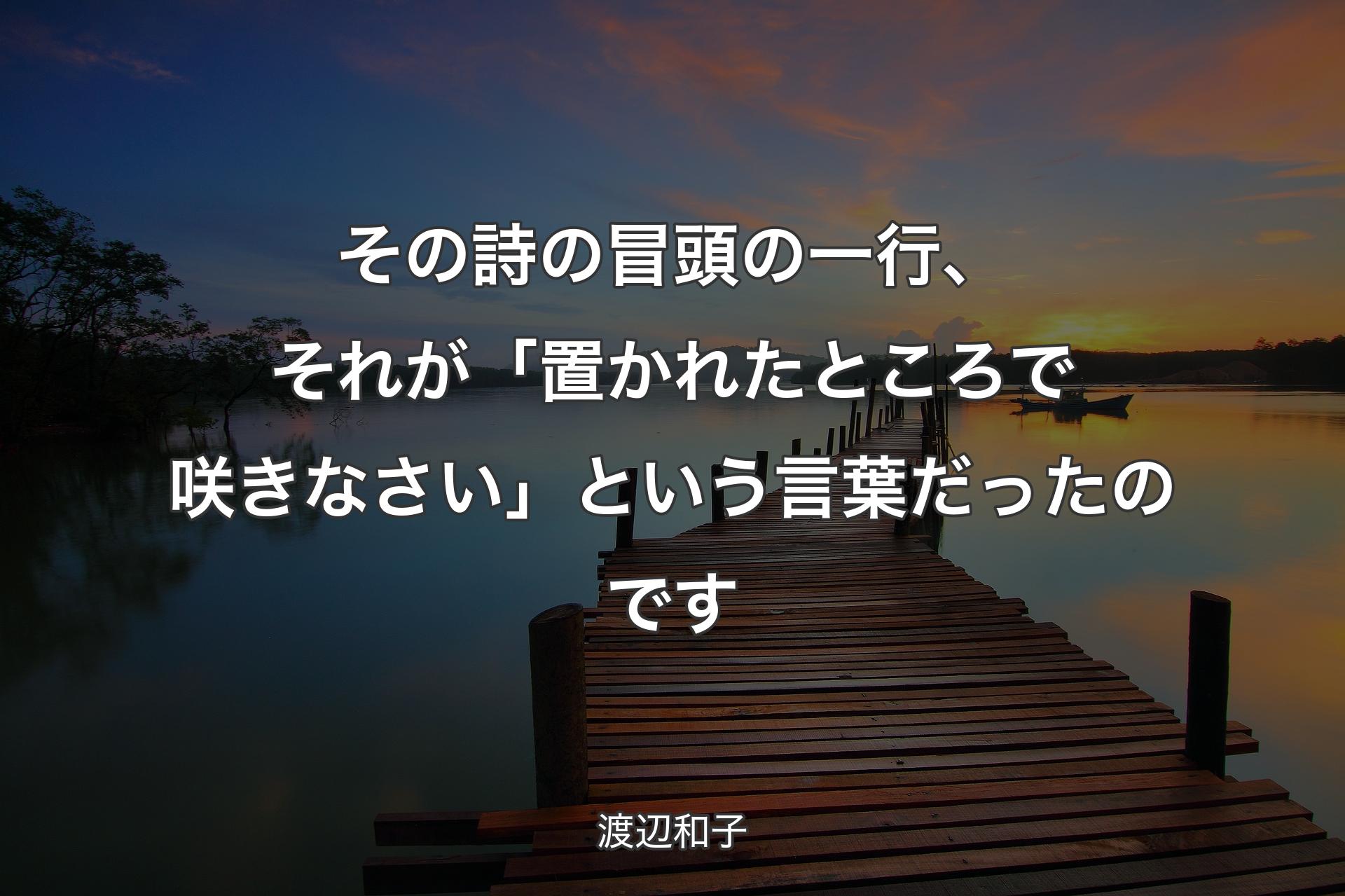 【背景3】その詩の冒頭の一行、それが「置かれたところで咲きなさい」という言葉だったのです - 渡辺和子