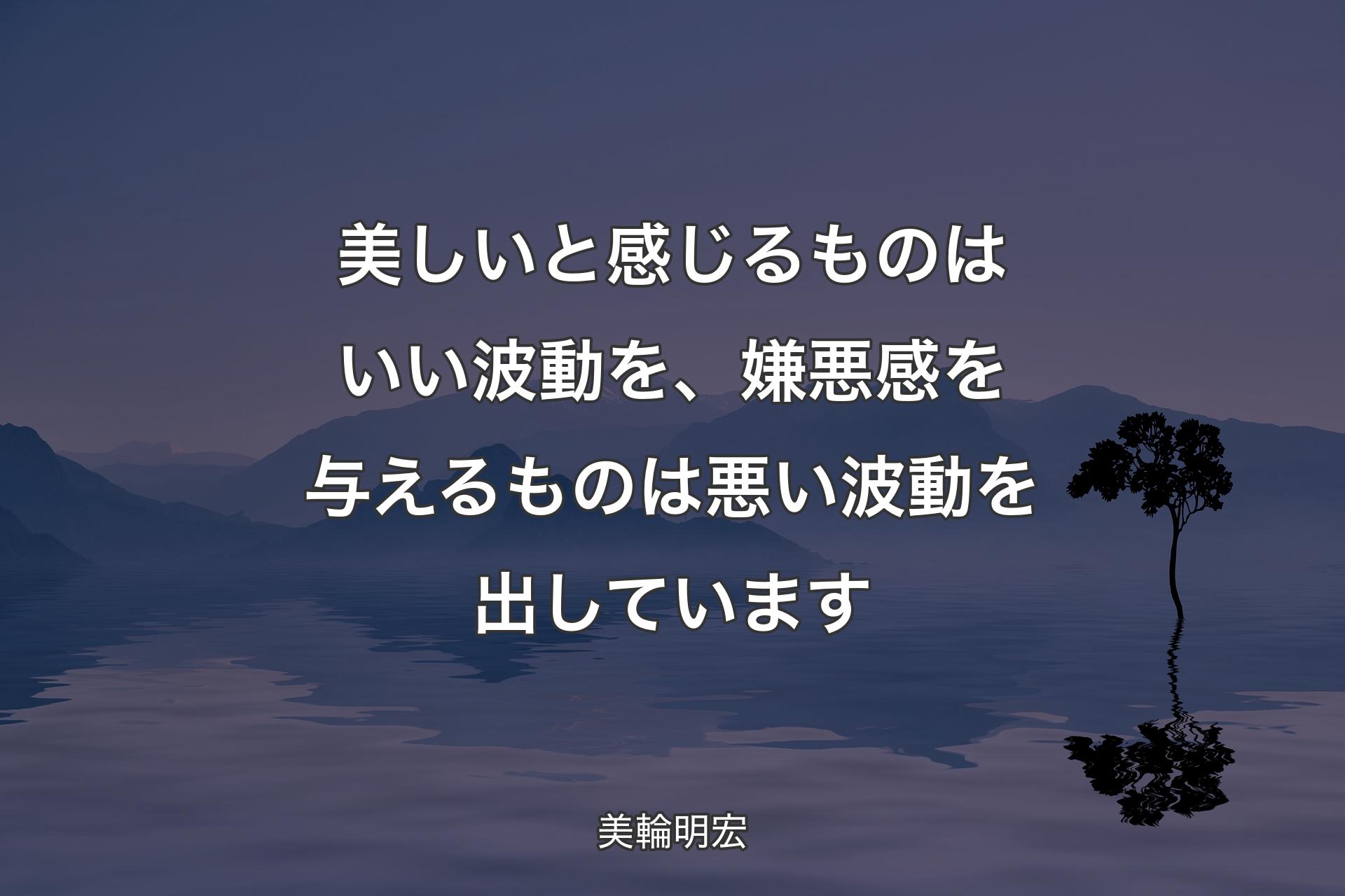 【背景4】美しいと感じるものはいい波動を、嫌悪感を与えるものは悪い波動を出しています - 美輪明宏