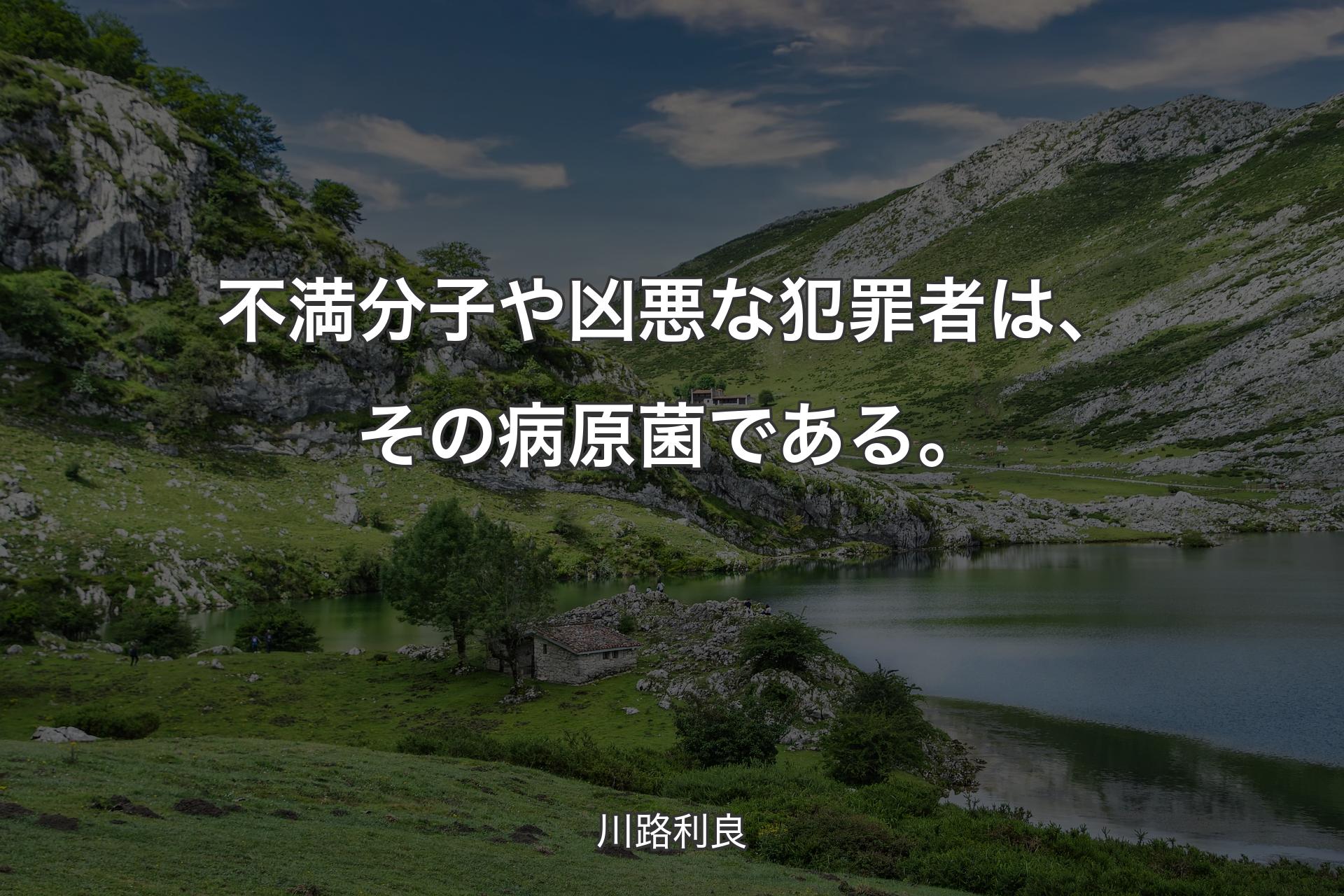 【背景1】不満分子や凶悪な犯罪者は、その病原菌である。 - 川路利良