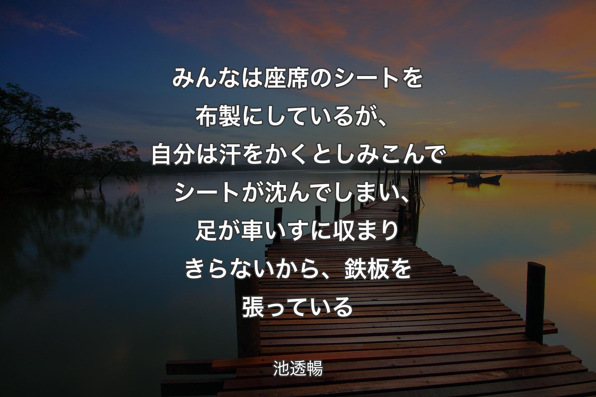 みんなは座席のシートを布製にしているが、自分は汗をかくとしみこんでシートが沈んでしまい、足が車いすに収まりきらないから、鉄板を張っている - 池透暢