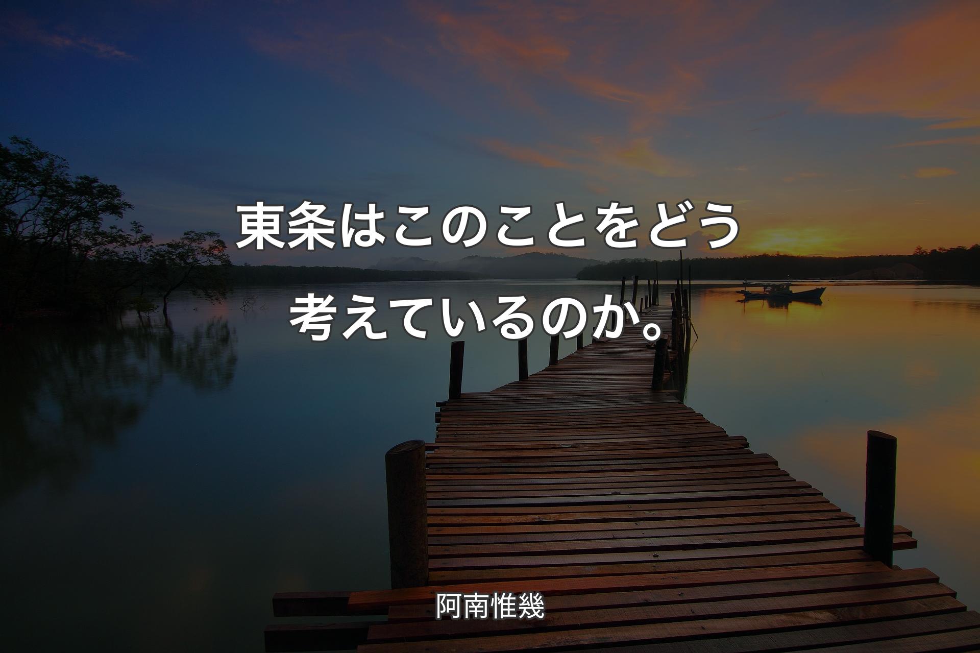 【背景3】東条はこのことをどう考えているのか。 - 阿南惟幾