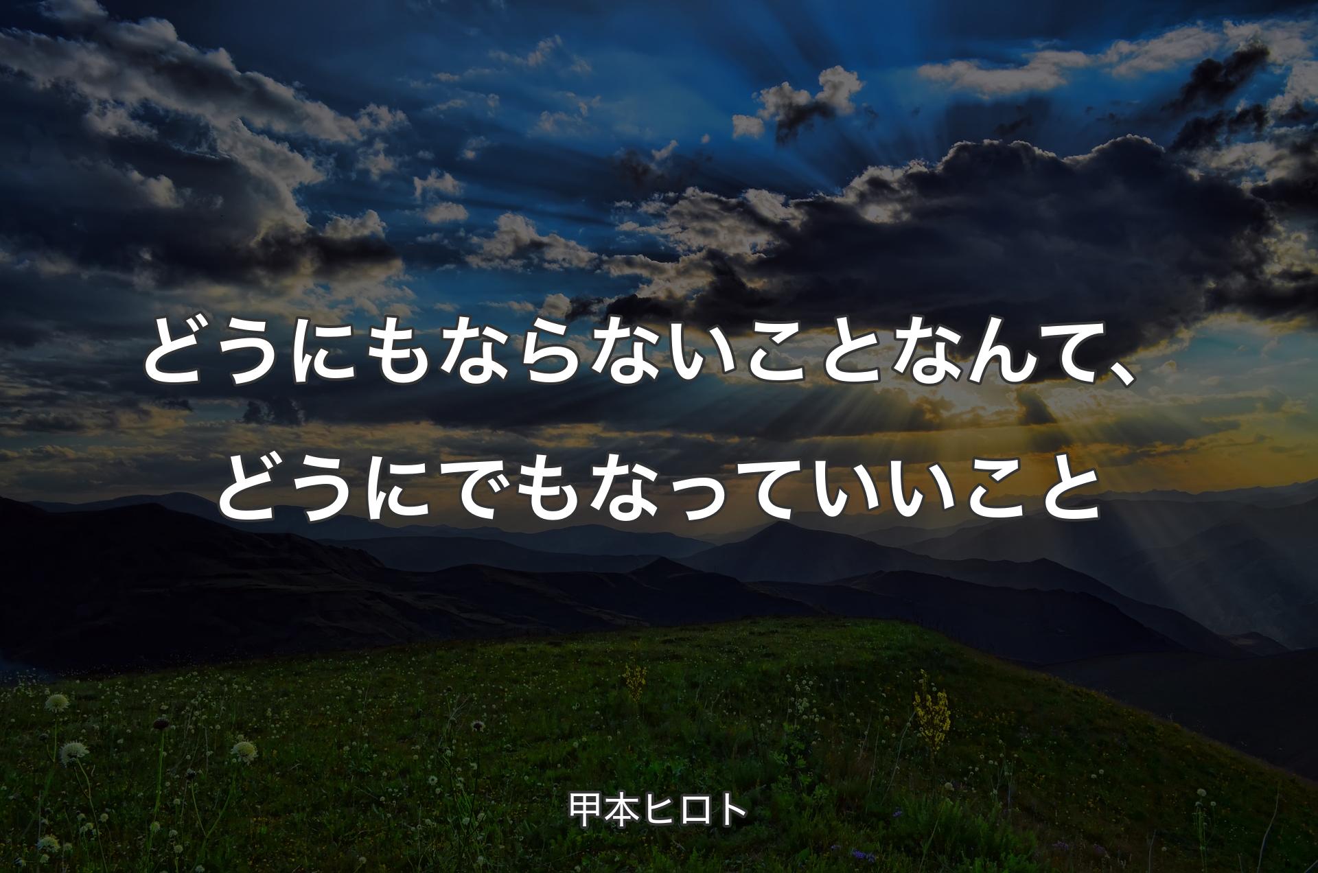 どうにもならないことなんて、どうにでもなっていいこと - 甲本ヒロト