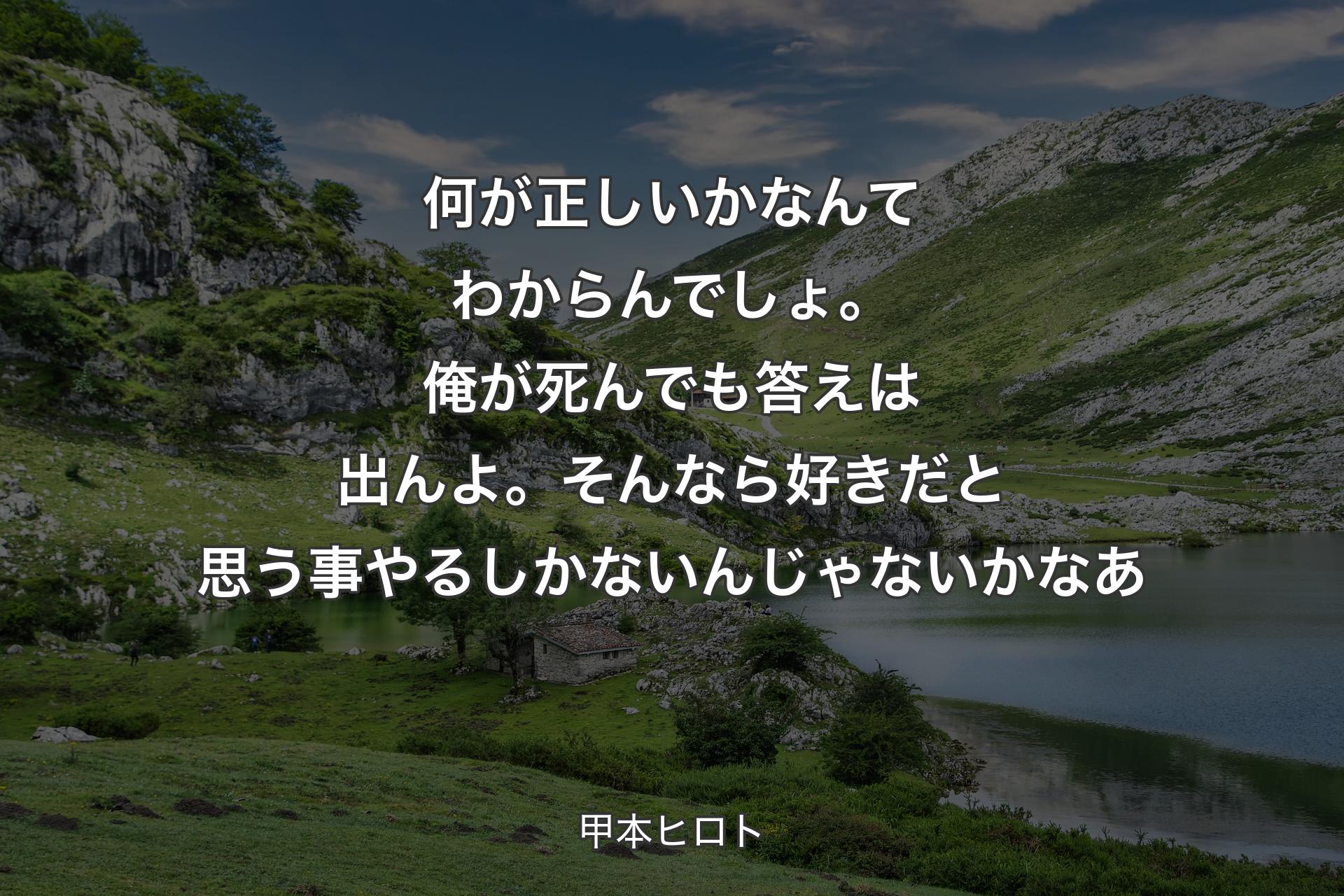 何が正しいかなんてわからんでしょ。俺が死んでも答えは出んよ。そんなら好きだと思う事やるしかないんじゃないかなあ - 甲本ヒロト