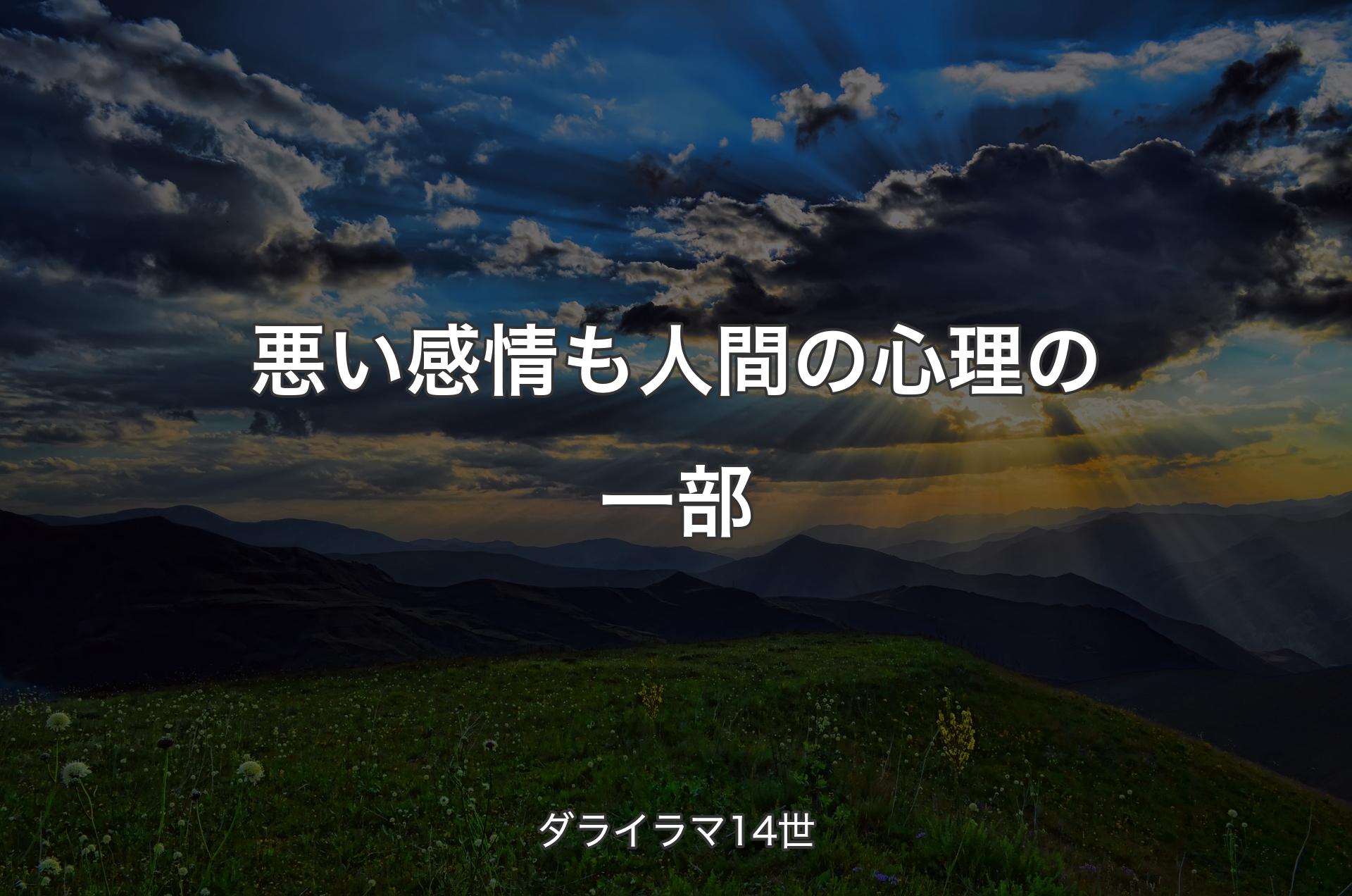 悪い感情も人間の心理の一部 - ダライラマ14世