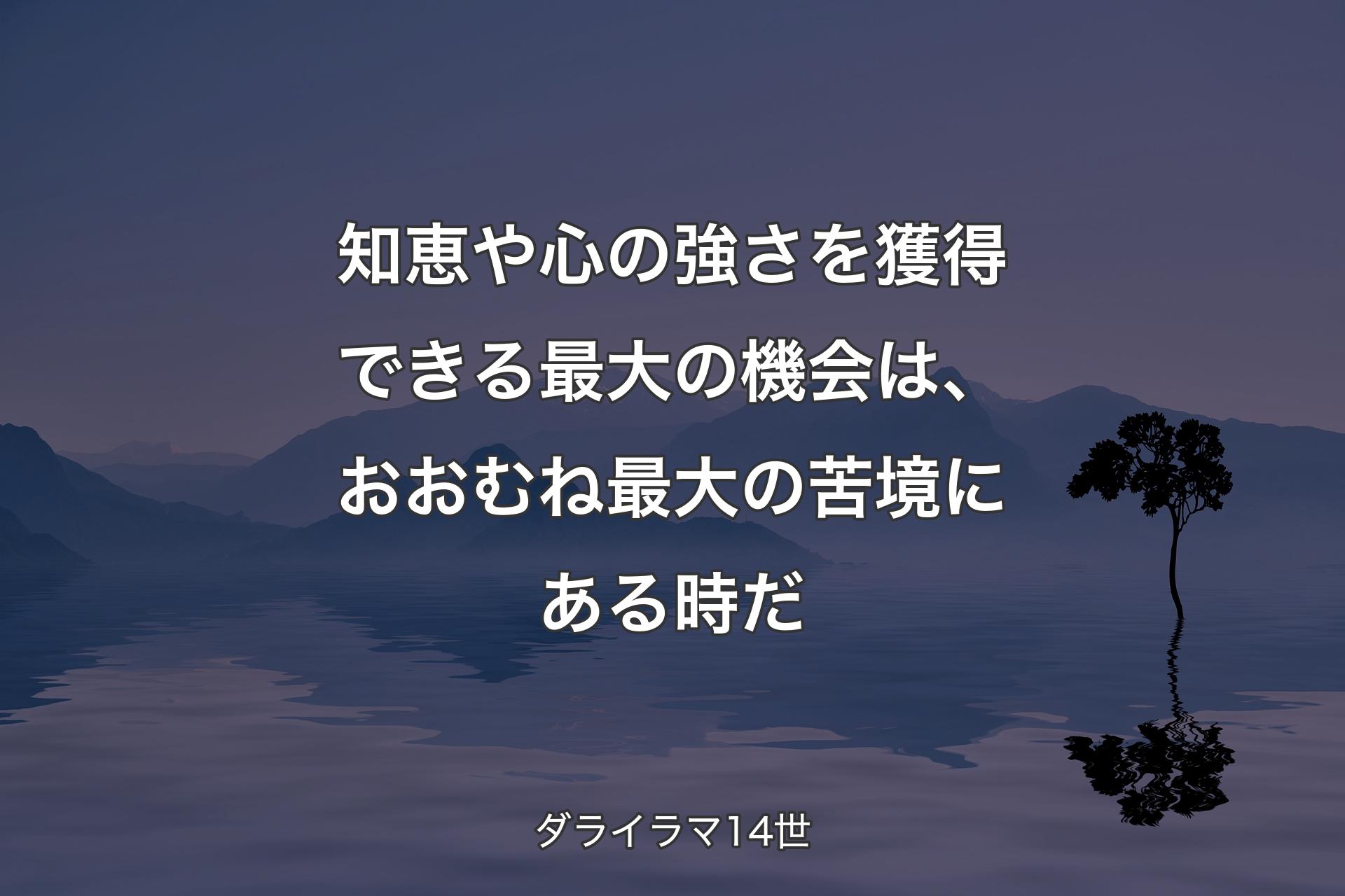 【背景4】知恵や心の強さを獲得できる最大の機会は、おおむね最大の苦境にある時だ - ダライラマ14世