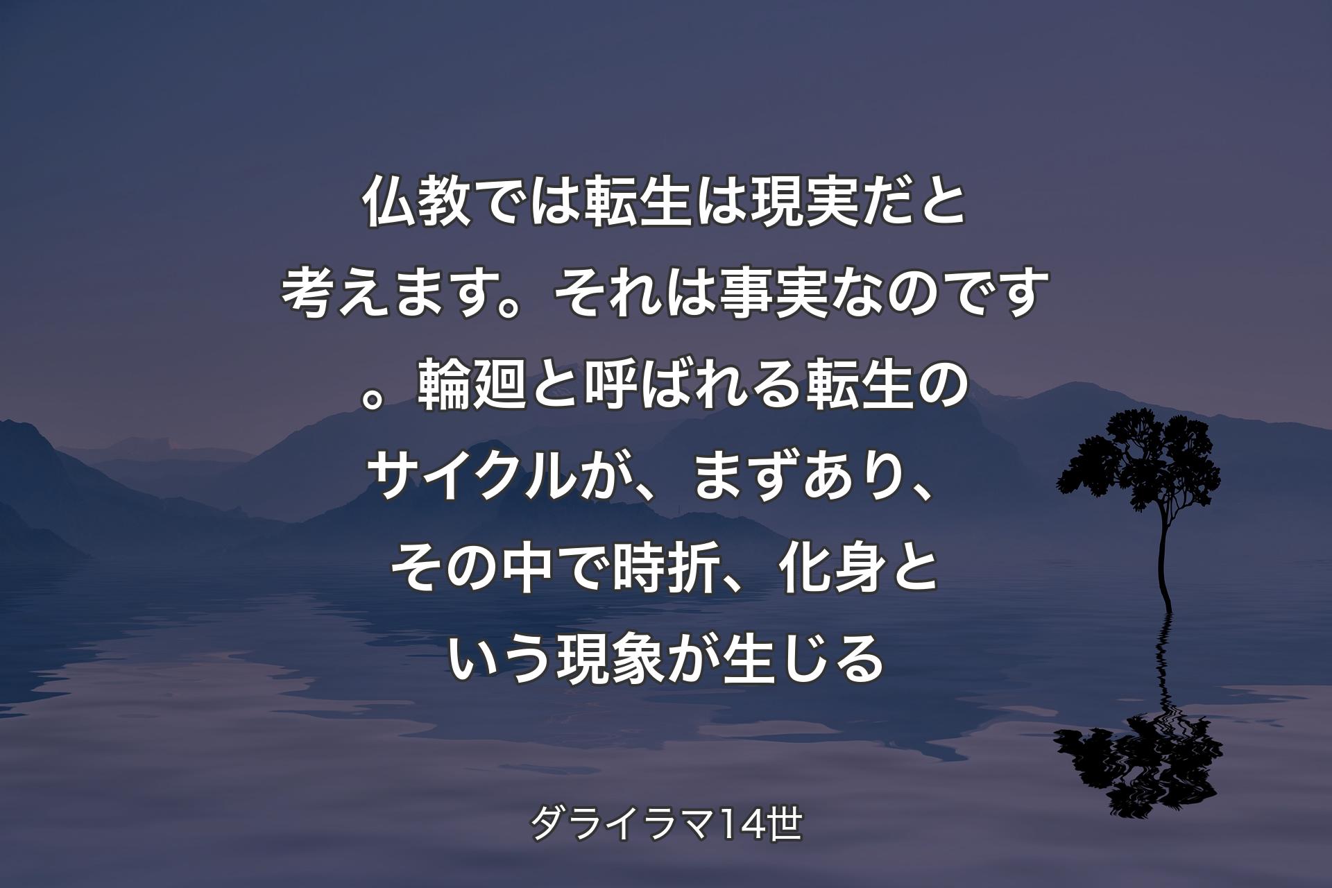 【背景4】仏教では転生は現実だと考えます。それは事実なのです。輪廻と呼ばれる転生のサイクルが、まずあり、その中で時折、化身という現象が生じる - ダライラマ14世