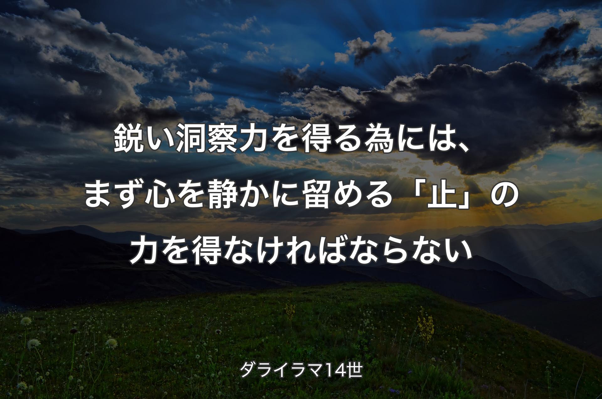 鋭い洞察力を得る為には、まず心を静かに留める「止」の力を得なければならない - ダライラマ14世