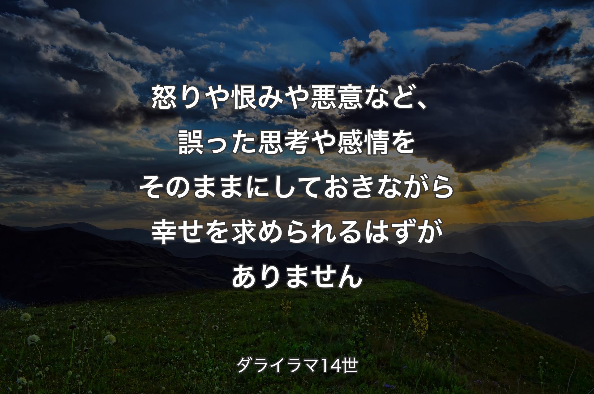 怒りや恨みや悪意など、誤った思考や感情をそのままにしておきながら幸せを求められるはずがありません - ダ�ライラマ14世