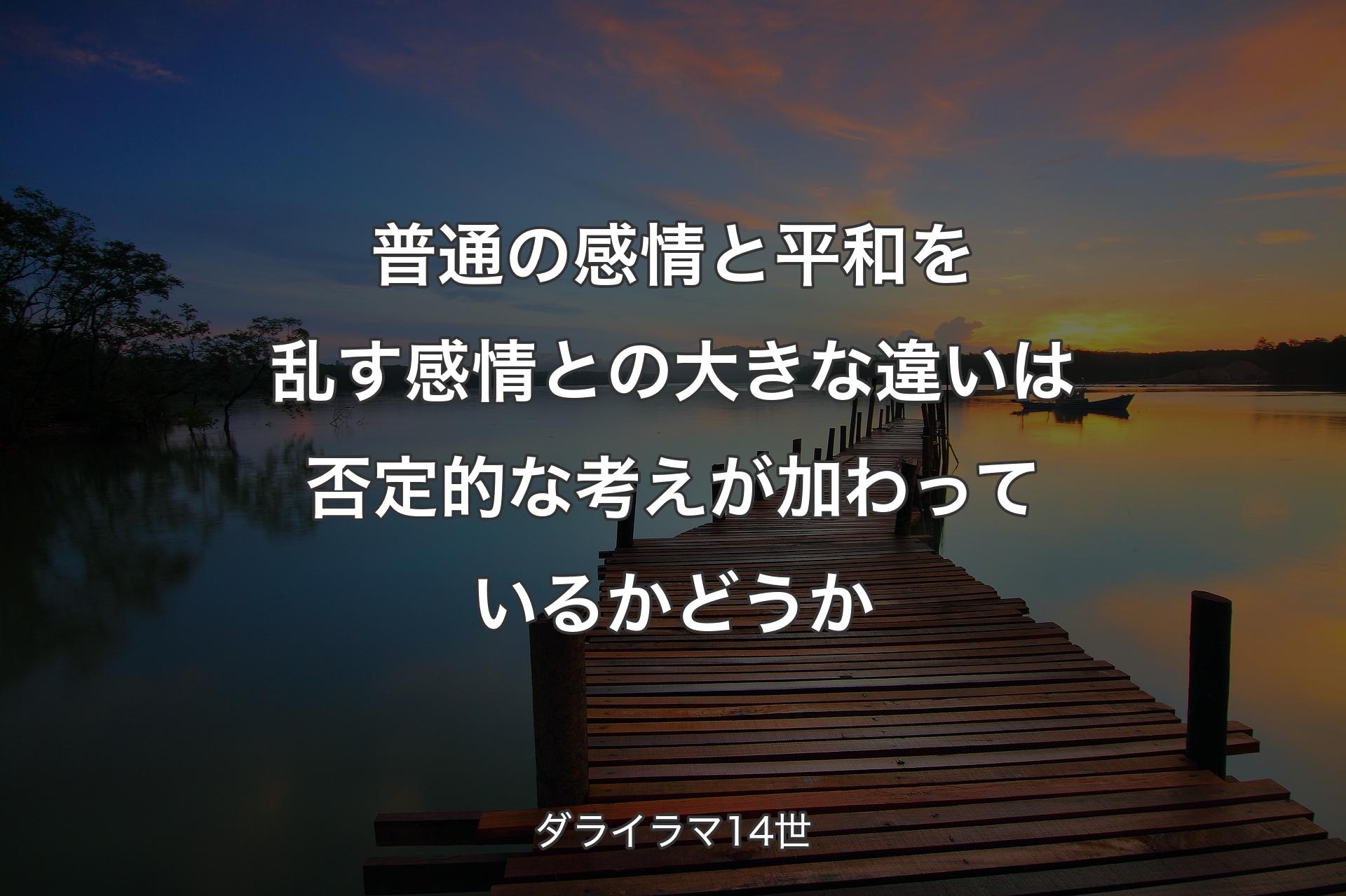 【背景3】普通の感情と平和を乱す感情との大きな違いは否定的な考えが加わっているかどうか - ダライラマ14世