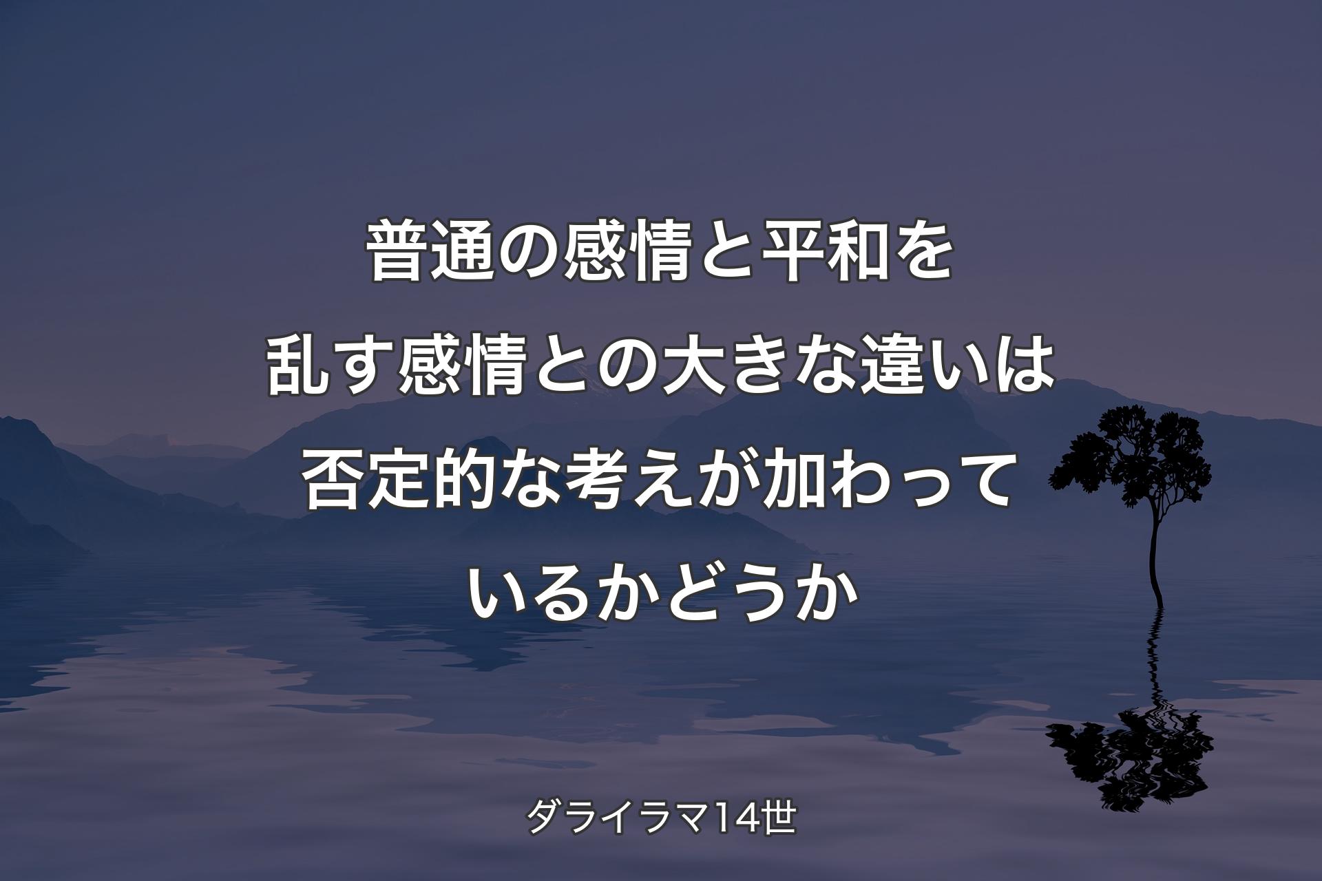 【背景4】普通の感情と平和を乱す感情との大きな違いは否定的な考えが加わっているかどうか - ダライラマ14世