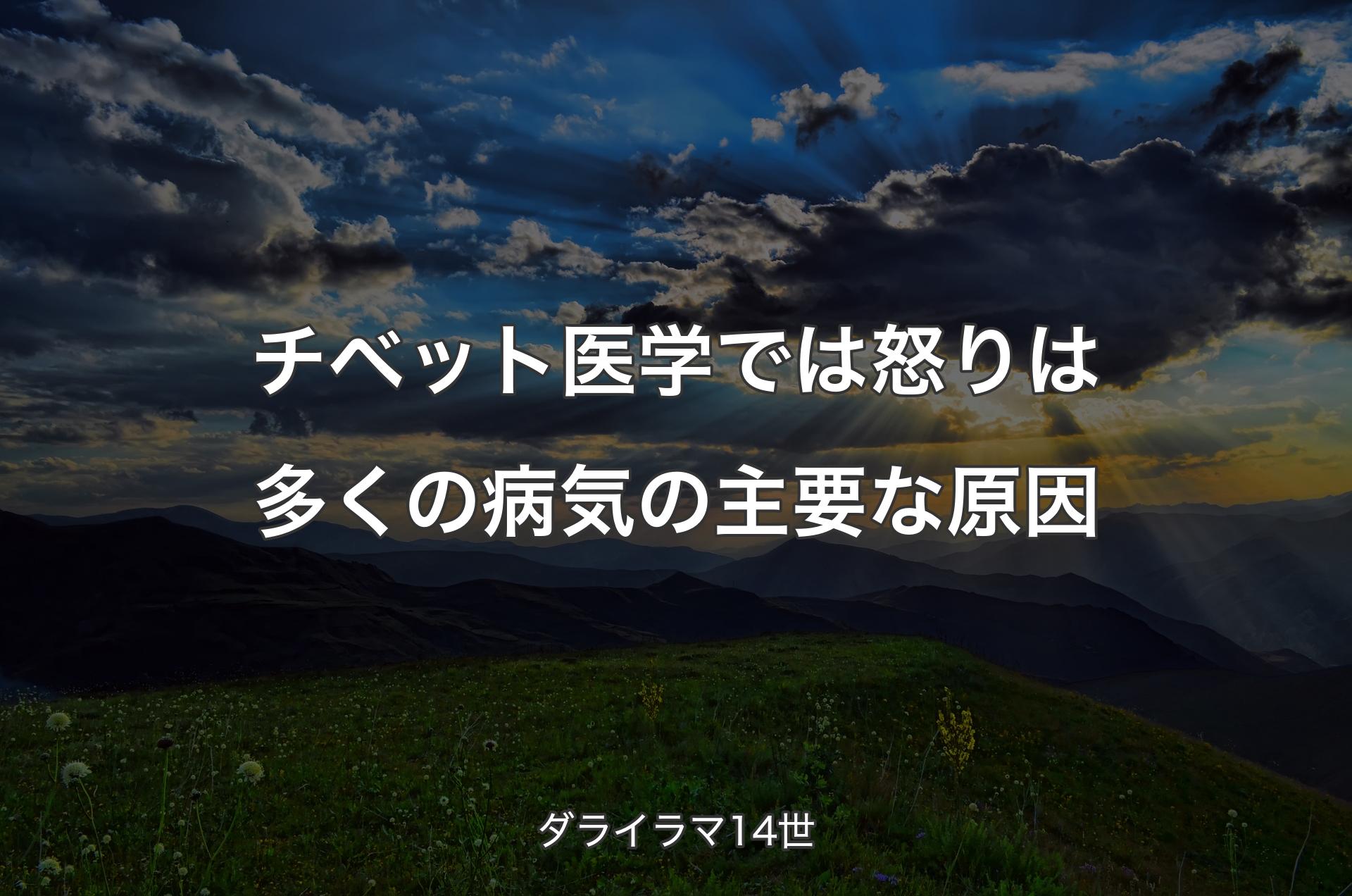 チベット医学では怒りは多くの病気の主要な原因 - ダライラマ14世