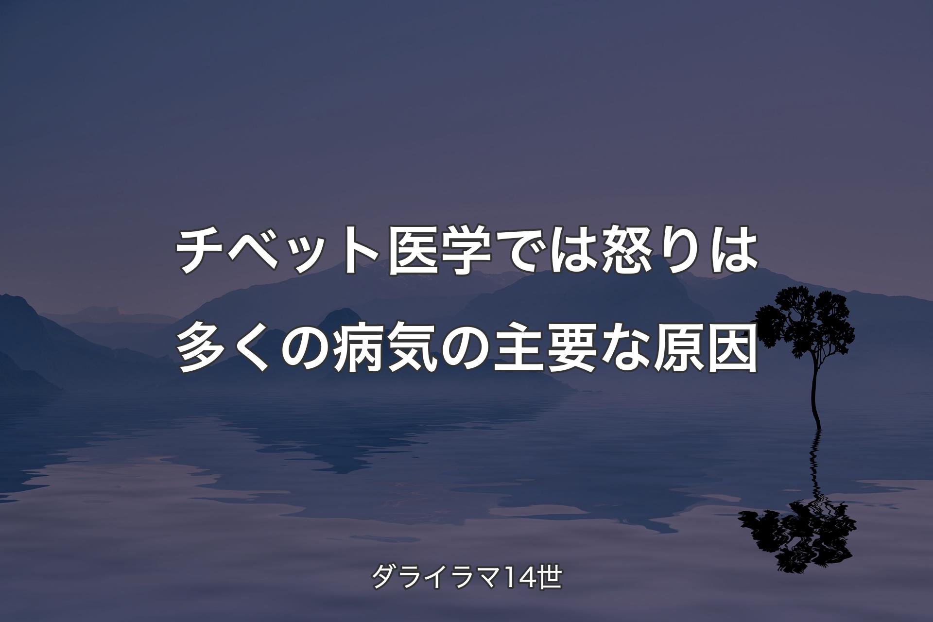 【背景4】チベット医学では怒りは多くの病気の主要な原因 - ダライラマ14世