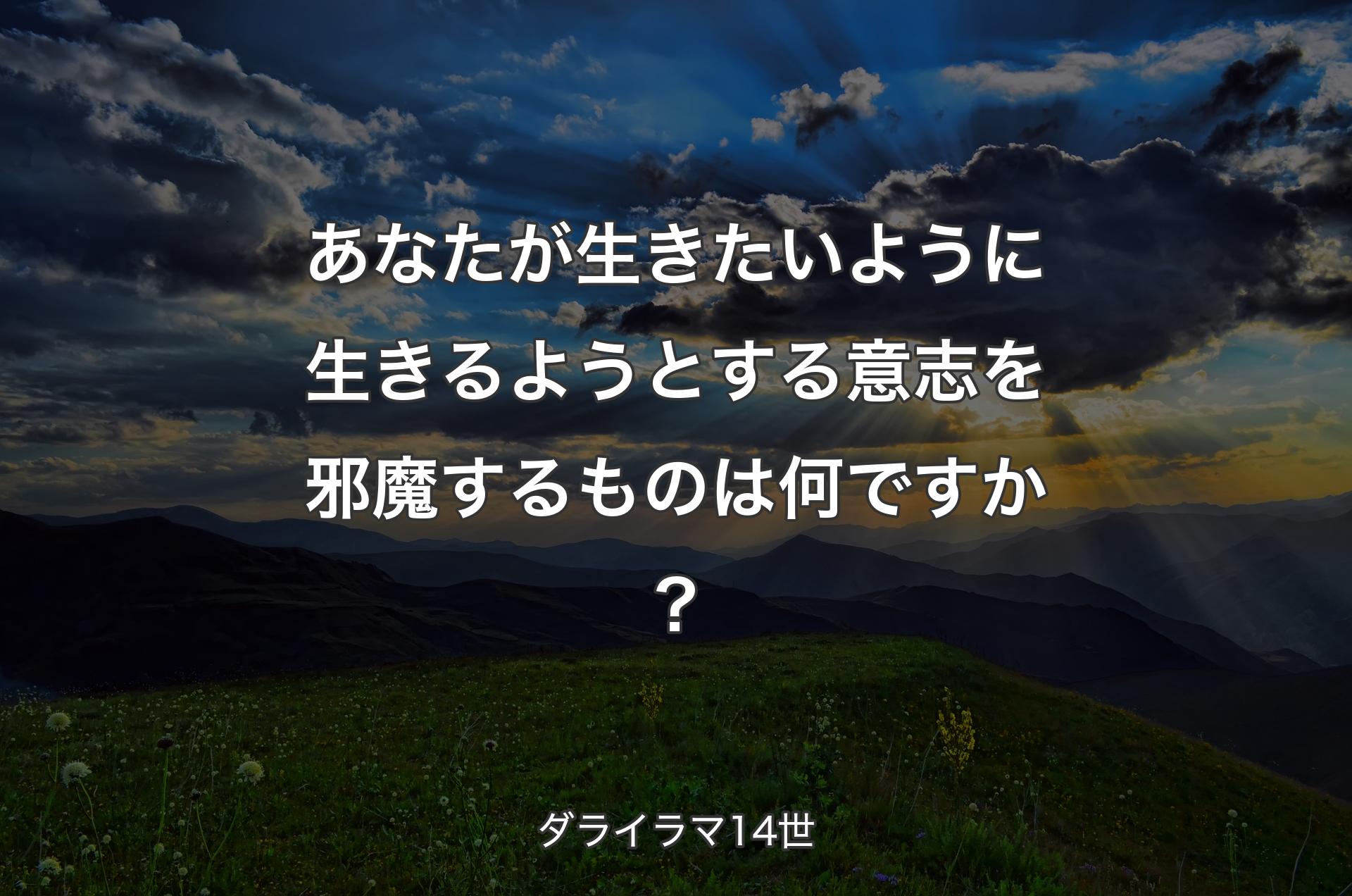 あなたが生きたいように生きるようとする意志を邪魔するものは何ですか？ - ダライラマ14世