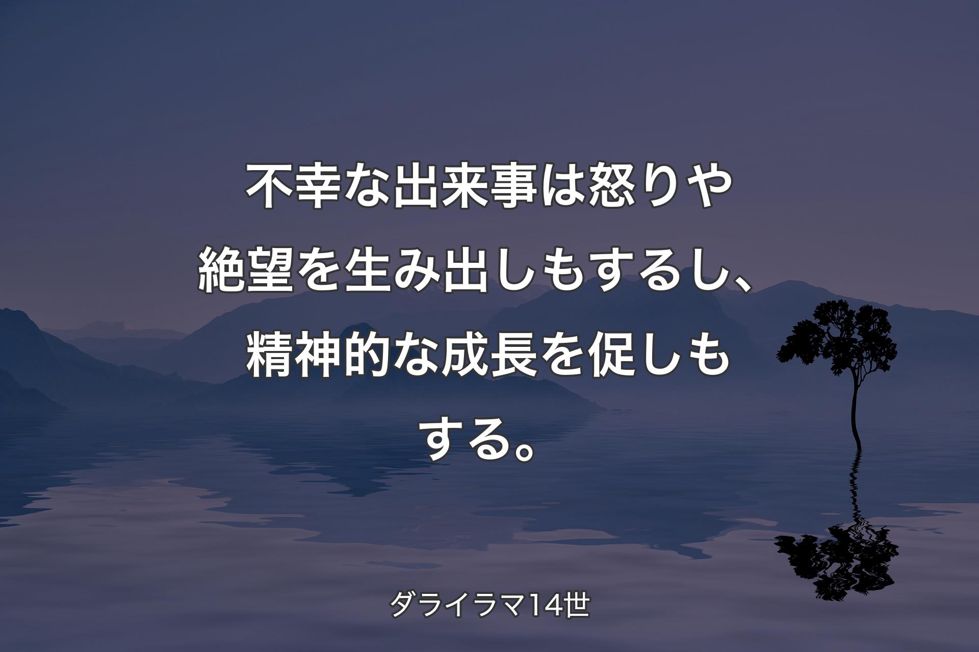 【背景4】不幸な出来事は怒りや絶望を生み出しもするし、精神的な成長を促しもする。 - ダライラマ14世