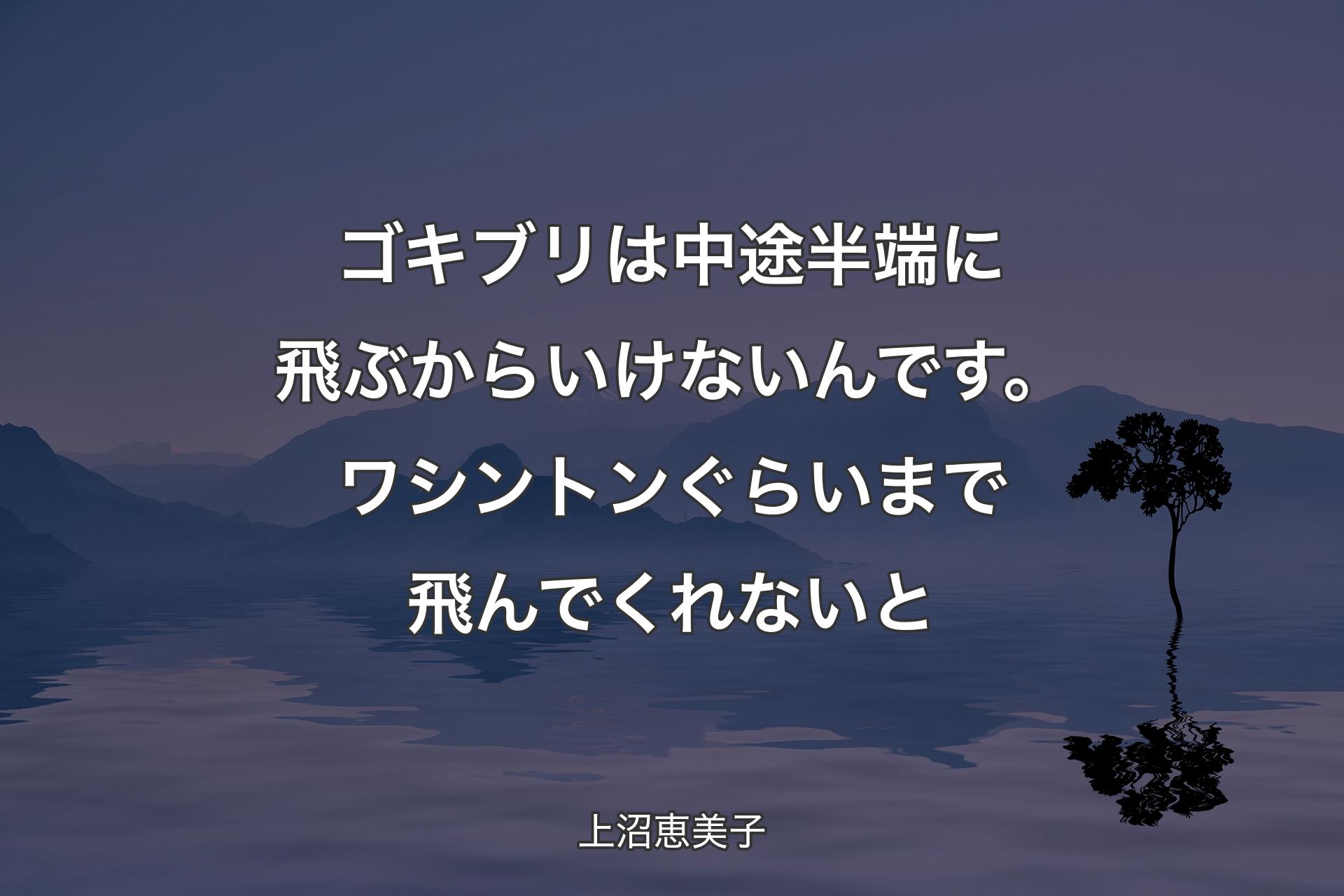 ゴキブリは中途半端に飛ぶからいけないんです。ワシントンぐらいまで飛んでくれないと - 上沼恵美子