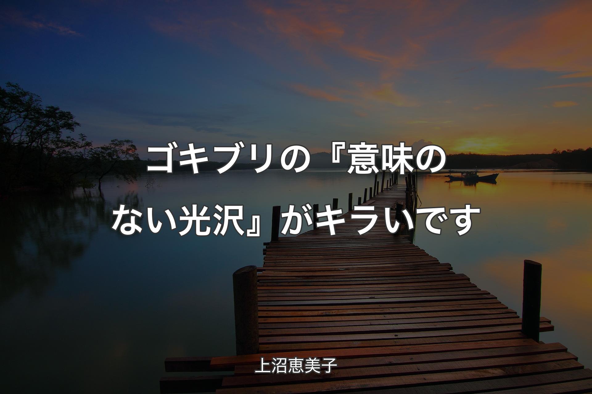 【背景3】ゴキブリの『意味のない光沢』がキラいです - 上沼恵美子