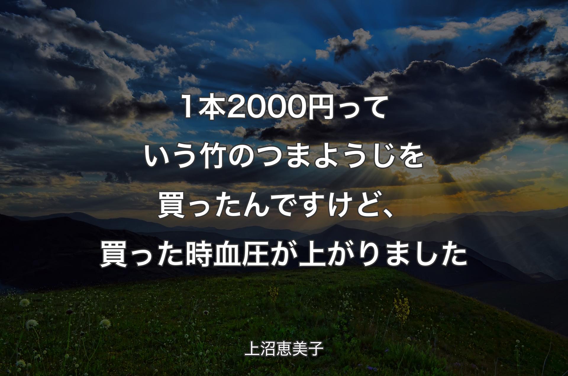 1本2000円っていう竹のつまようじを買ったんですけど、買った時血圧が上がりました - 上沼恵美子