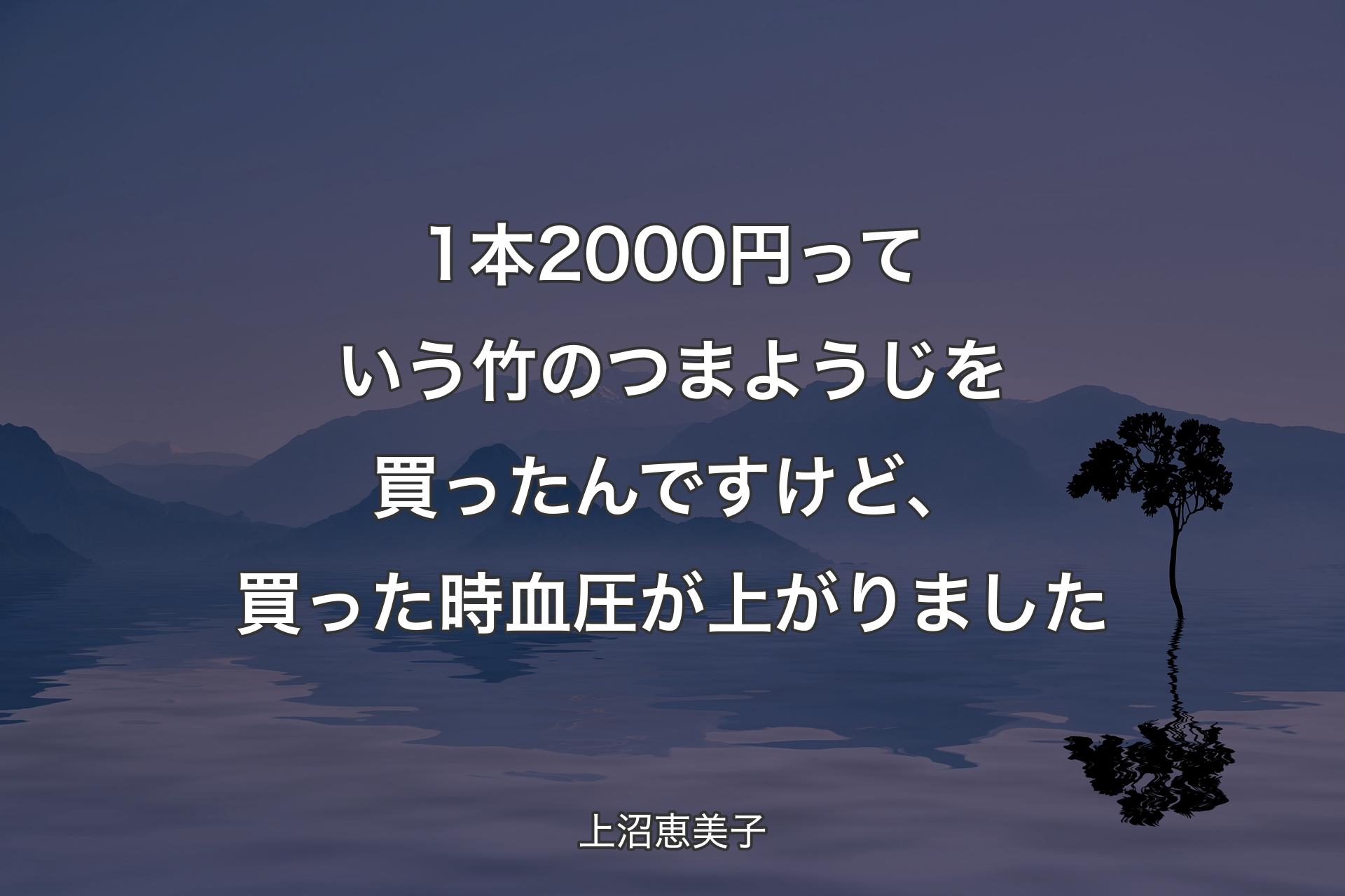 1本2000円っていう竹のつまようじを買ったんですけど、買った時血圧が上がりました - 上沼恵美子