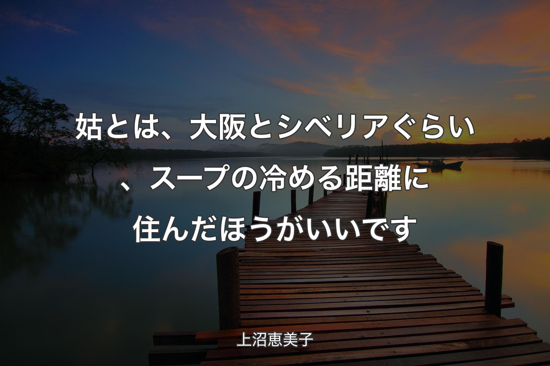 【背景3】姑とは、大阪とシベリアぐらい、スープの冷める距離に住んだほうがいいです - 上沼恵美子