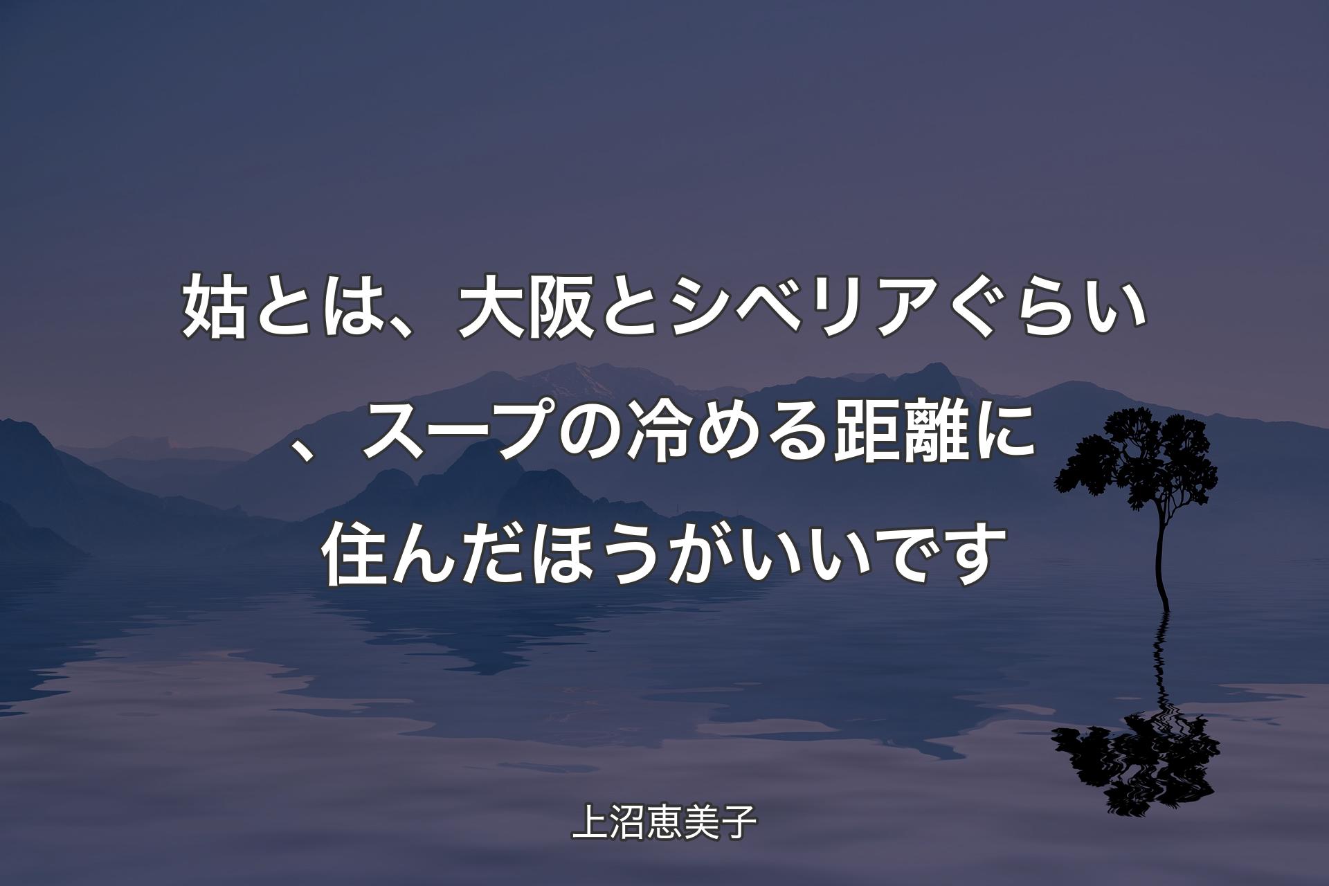 【背景4】姑とは、大阪とシベリアぐらい、スープの冷める距離に住んだほうがいいです - 上沼恵美子