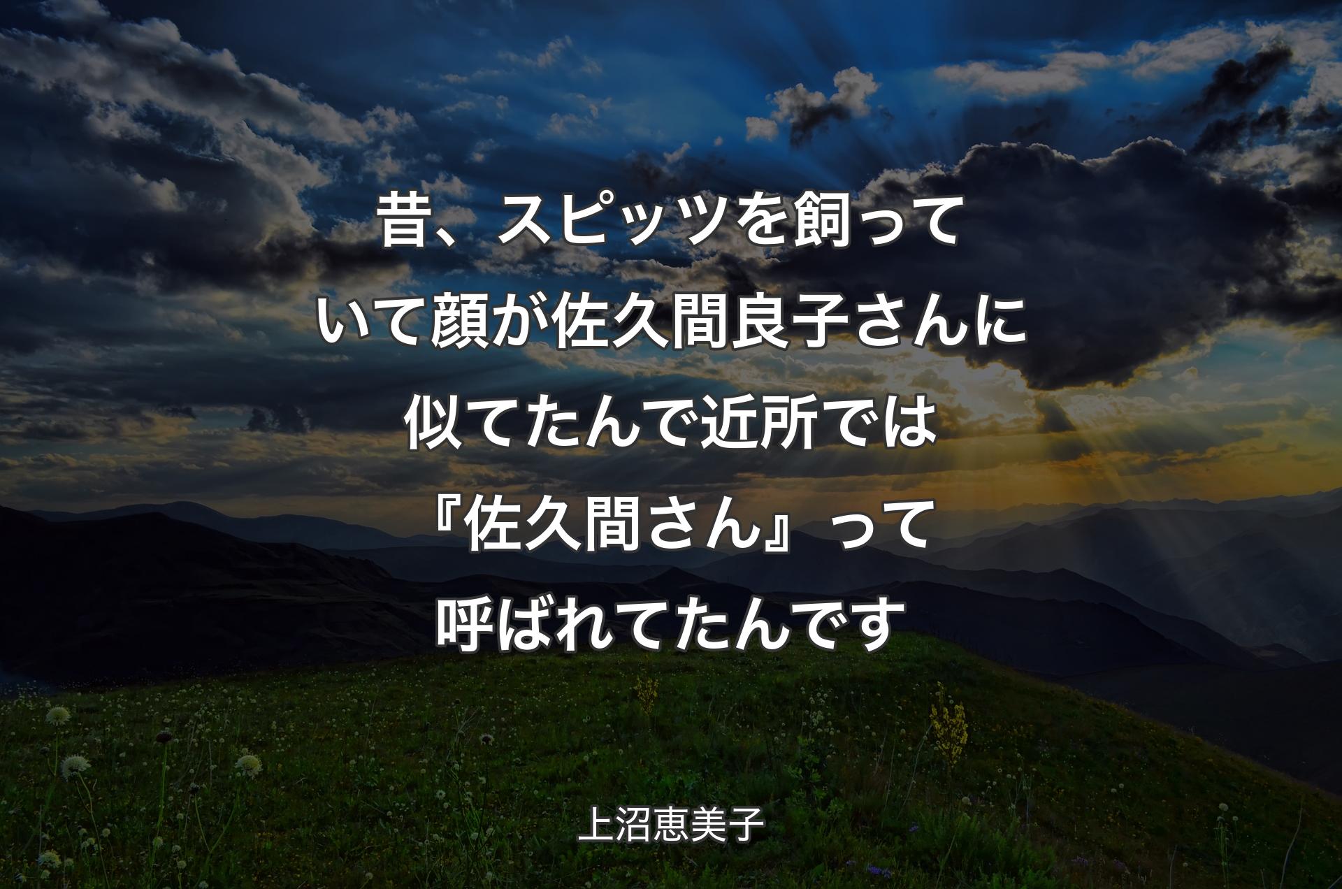 昔、スピッツを飼っていて顔が佐久間良子さんに似てたんで近所では『佐久間さん』って呼ばれてたんです - 上沼恵美子