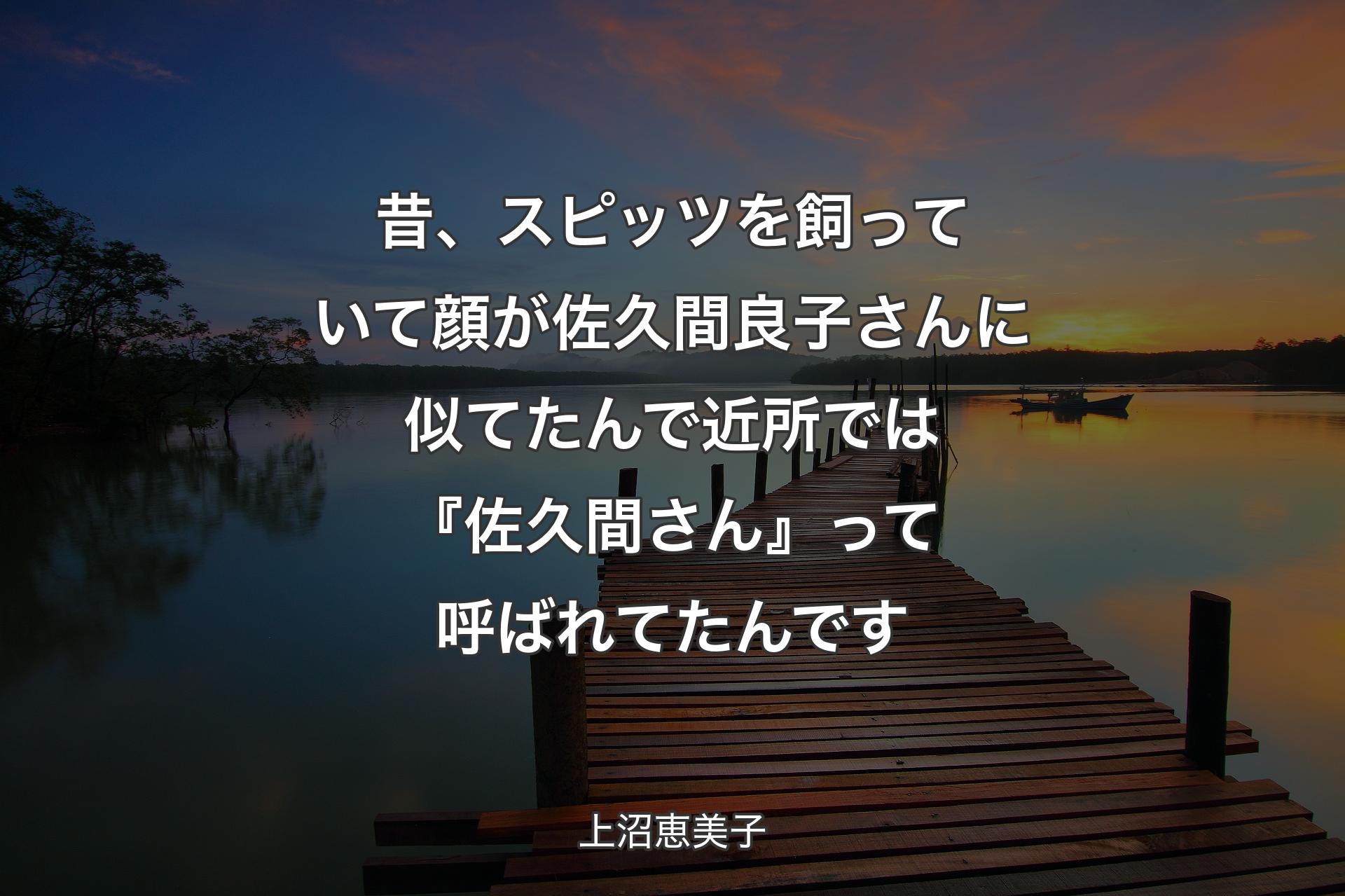 昔、スピッツを飼っていて顔が佐久間良子さんに似てたんで近所では『佐久間さん』って呼ばれてたんです - 上沼恵美子