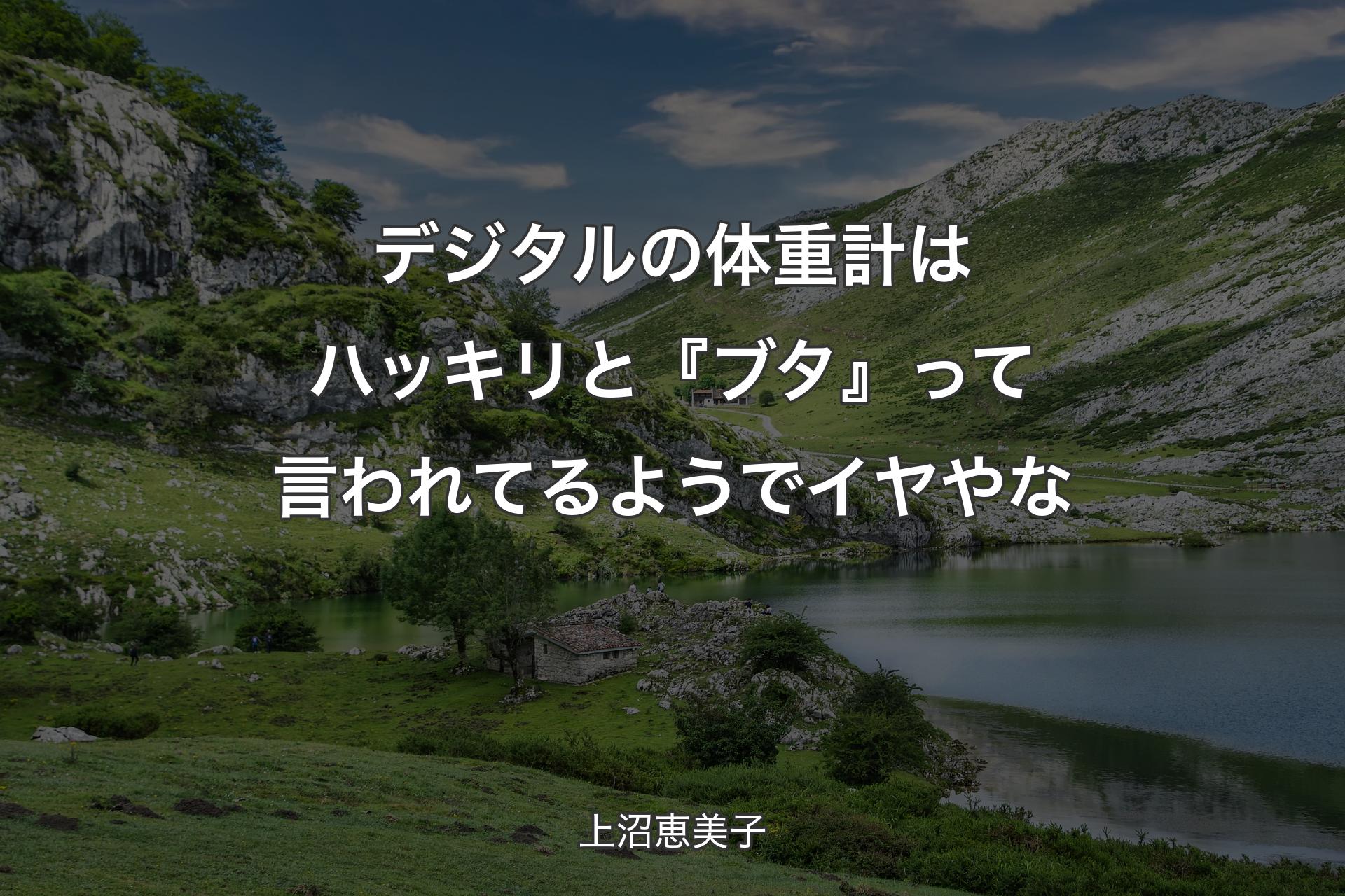 【背景1】デジタルの体重計はハッキリと『ブタ』って言われてるようでイヤやな - 上沼恵美子