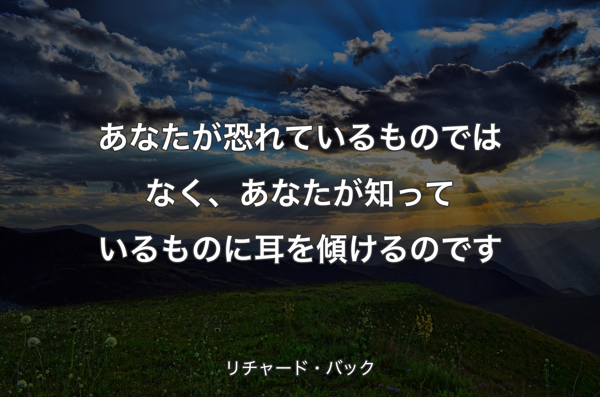 あなたが恐れているものではな��く、あなたが知っているものに耳を傾けるのです - リチャード・バック