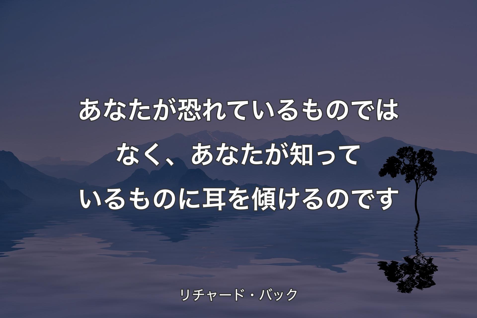 【背景4】あなたが恐れているものではなく、あなたが知っているものに耳を傾けるのです - リチャード・バック