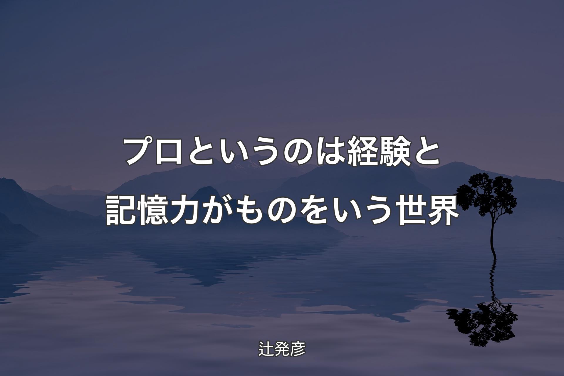 プロというのは経験と記憶力がものをいう世界 - 辻発彦