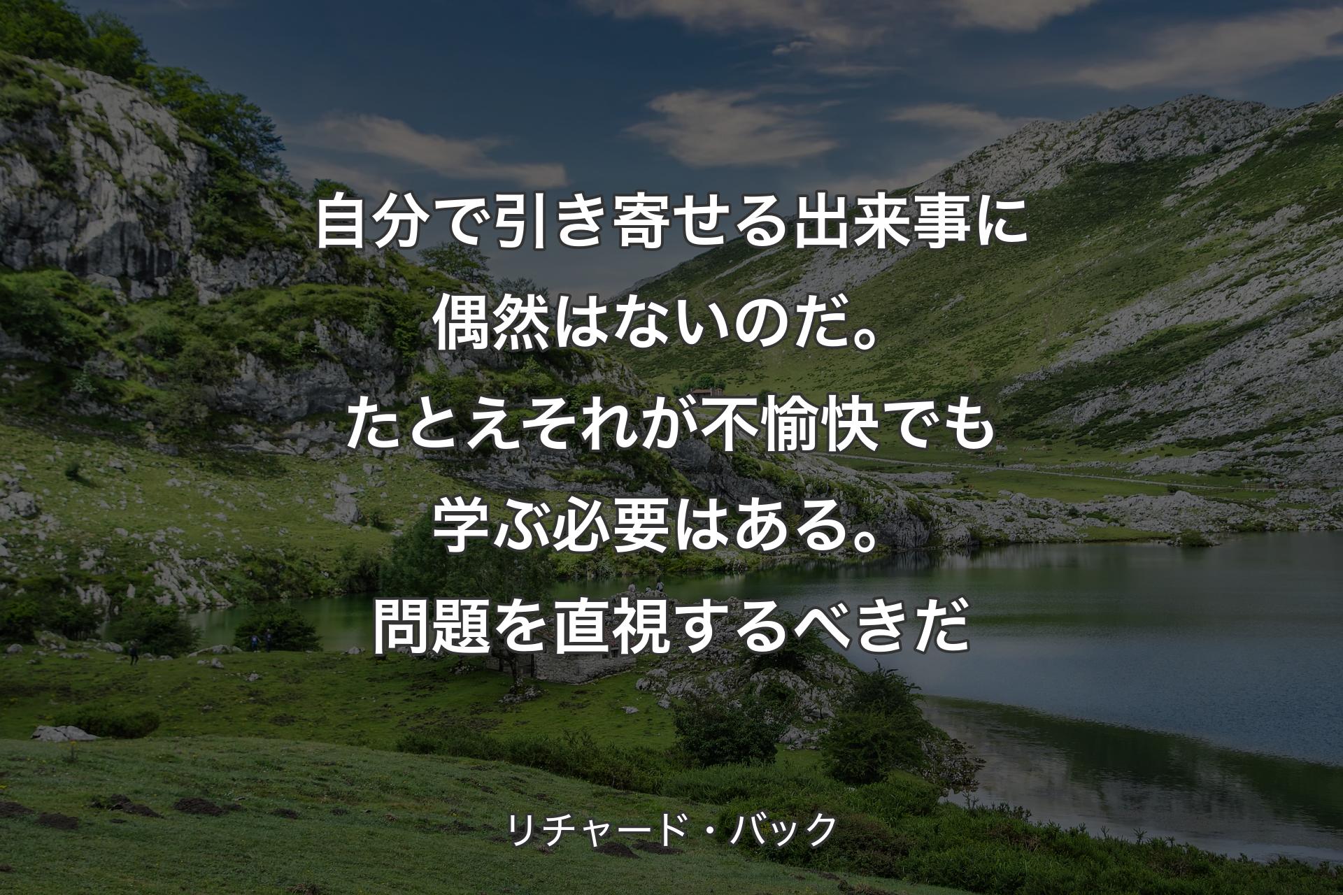 自分で引き寄せる出来事に偶然はないのだ。たとえそれが不愉快でも学ぶ必要はある。問題を直視するべきだ - リチャード・バック