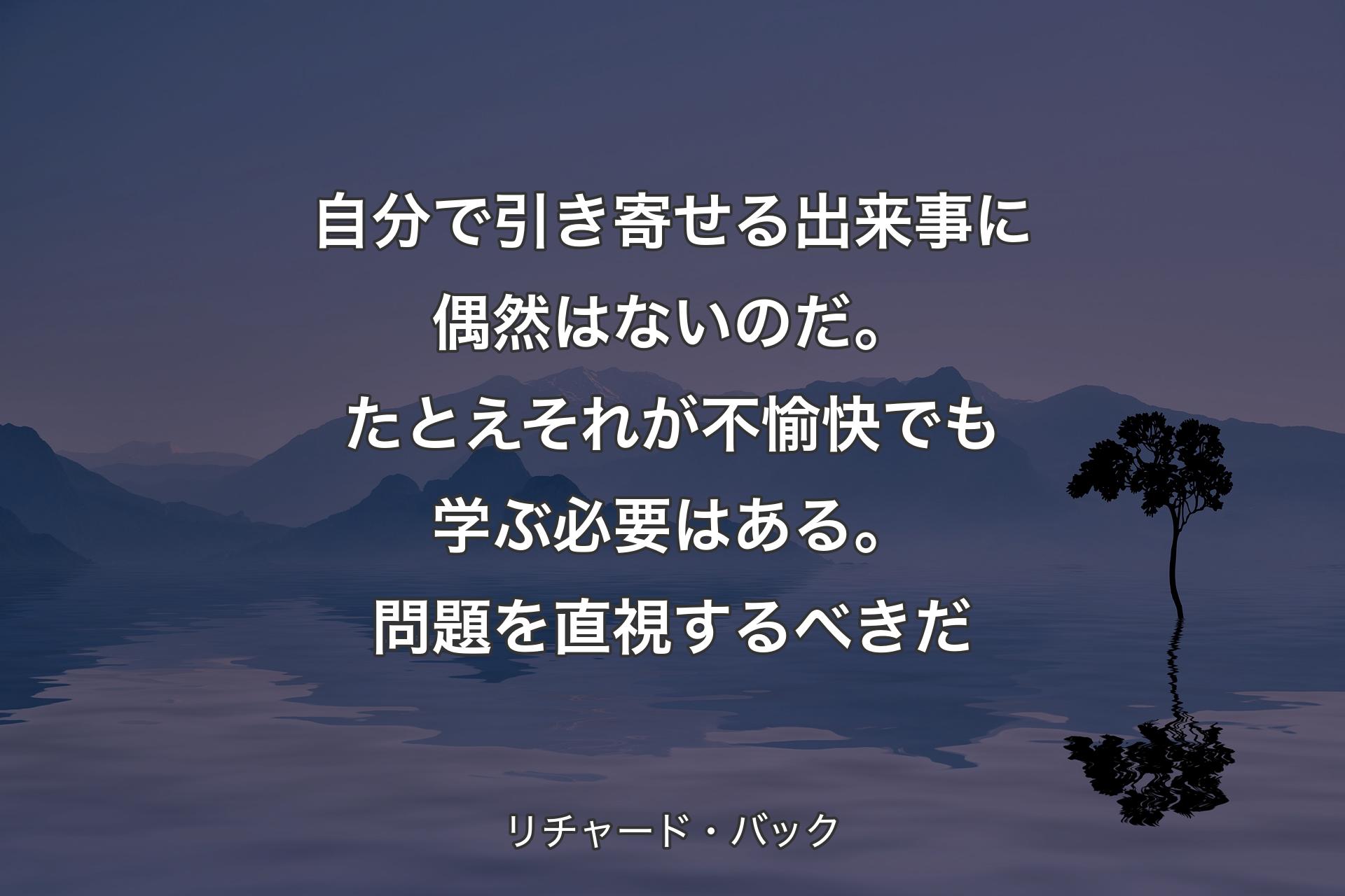 【背景4】自分で引き寄せる出来事に偶然はないのだ。たとえそれが不愉快でも学ぶ必要はある。問題を直視するべきだ - リチャード・バック