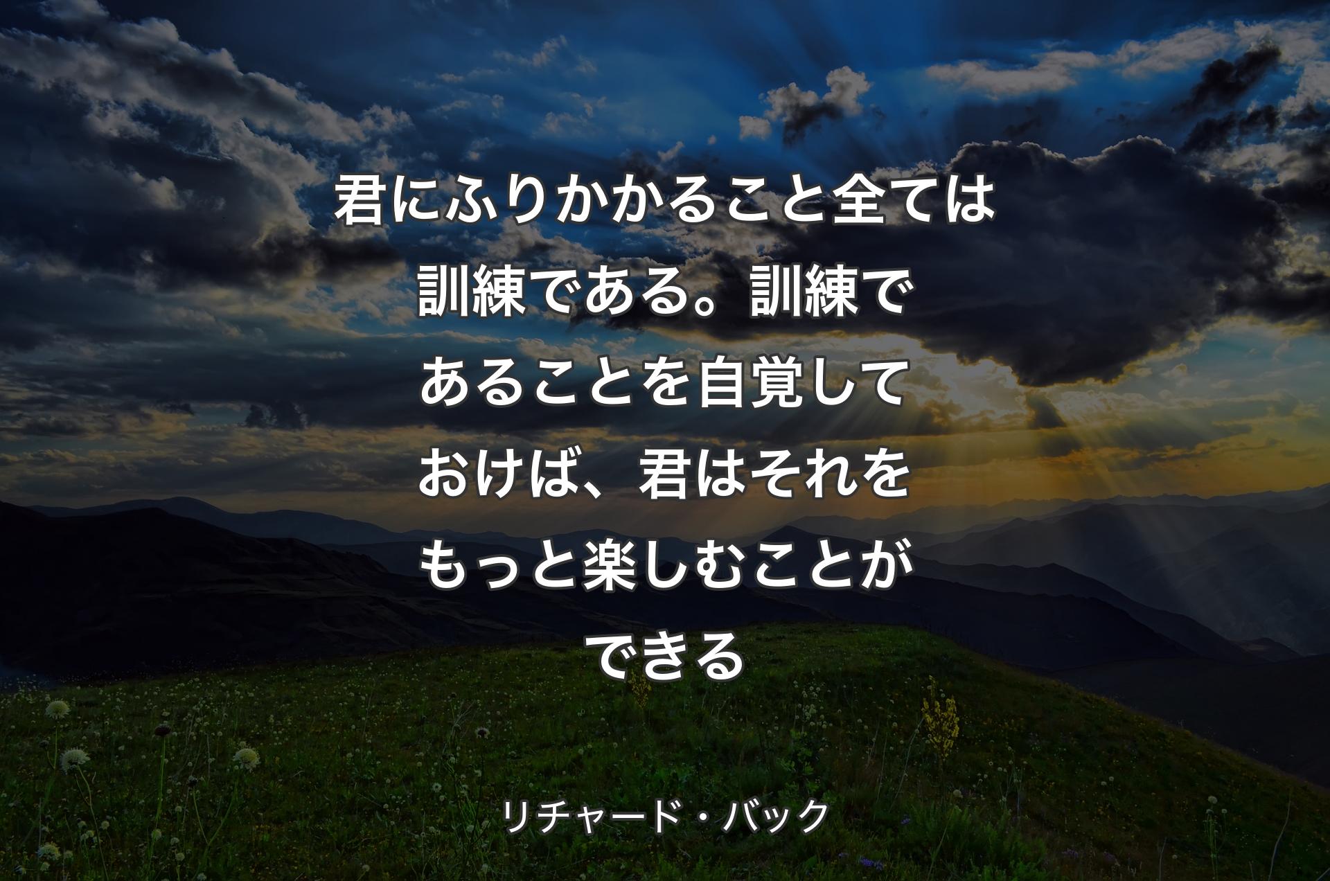 君にふりかかること全ては訓練である。訓練であることを自覚しておけば、君はそれをもっと楽しむことができる - リチャード・バック