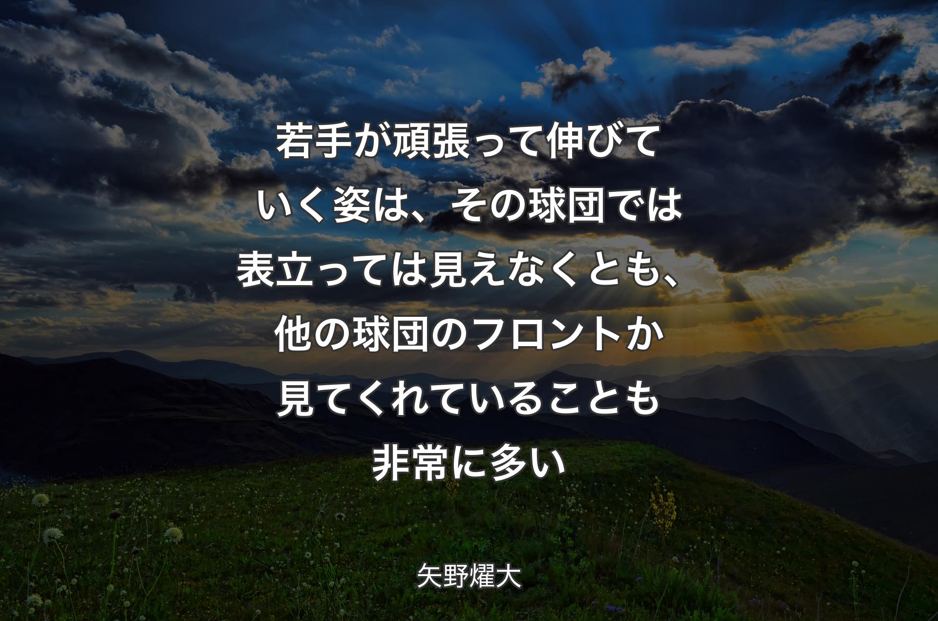 若手が頑張って伸びていく姿は、その球団では表立っては見えなくとも、他の球団のフロントか見てくれていることも非常に多い - 矢野燿大