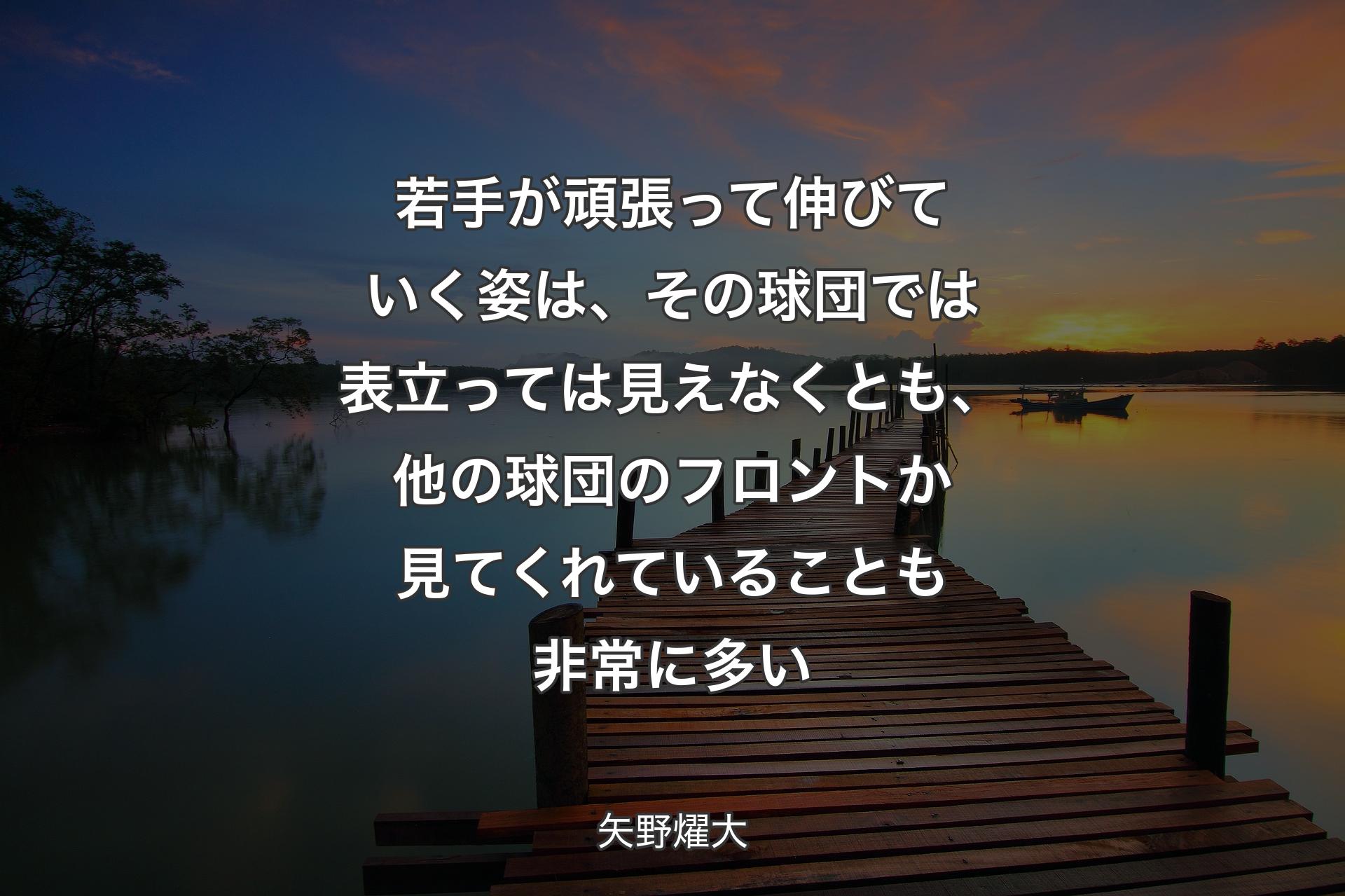 【背景3】若手が頑張って伸びていく姿は、その球団では表立っては見えなくとも、他の球団のフロントか見てくれていることも非常に多い - 矢野燿大