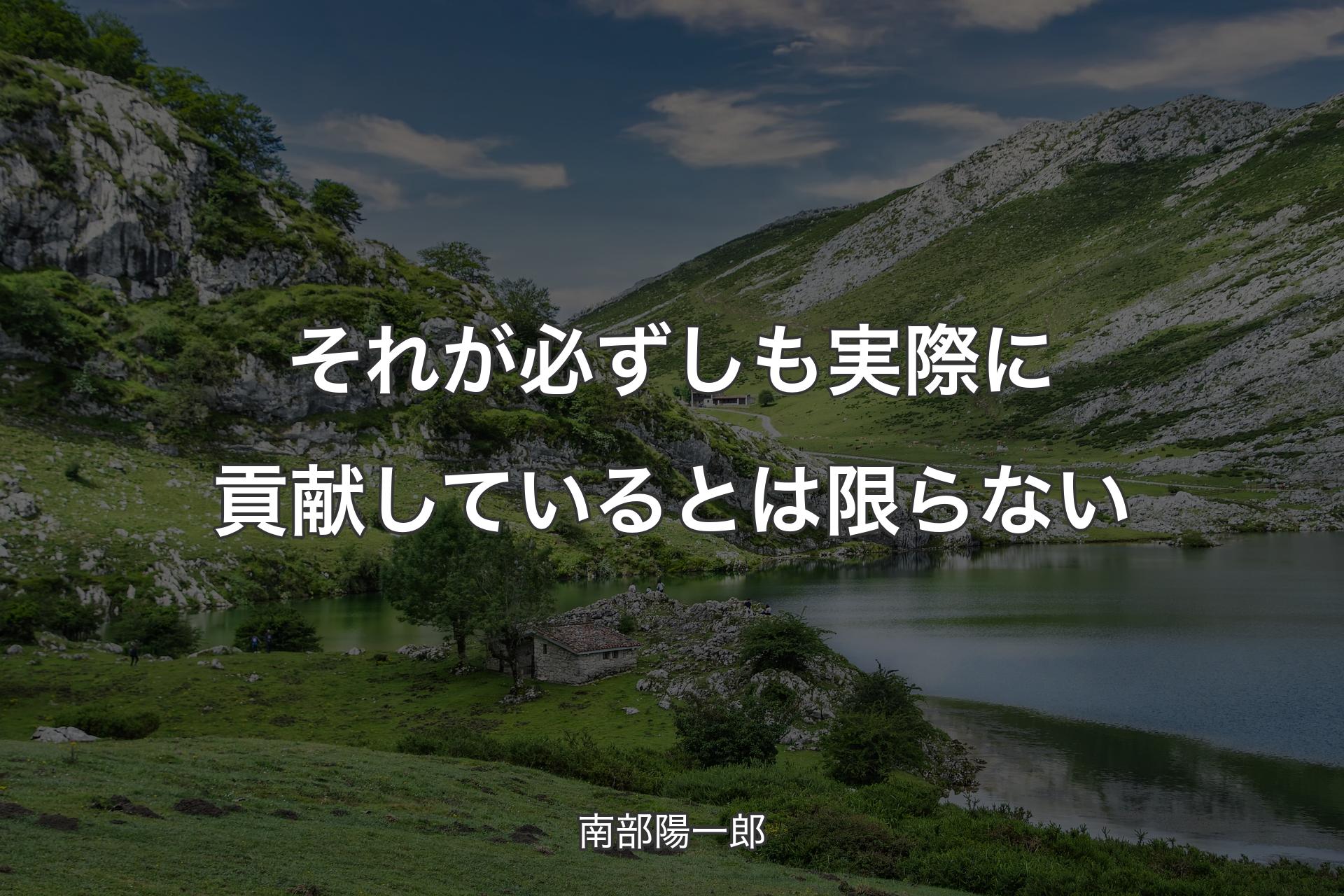 それが必ずしも実際に貢献しているとは限らない - 南部陽一郎