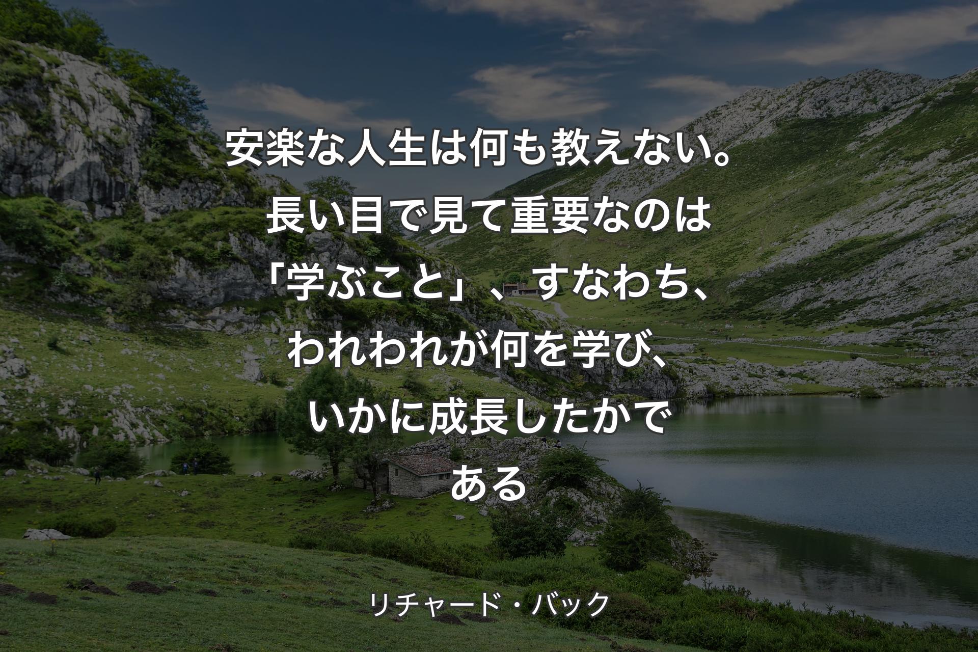 【背景1】安楽な人生は何も教えない。長い目で見て重要なのは「学ぶこと」、すなわち、われわれが何を学び、いかに成長したかである - リチャード・バック