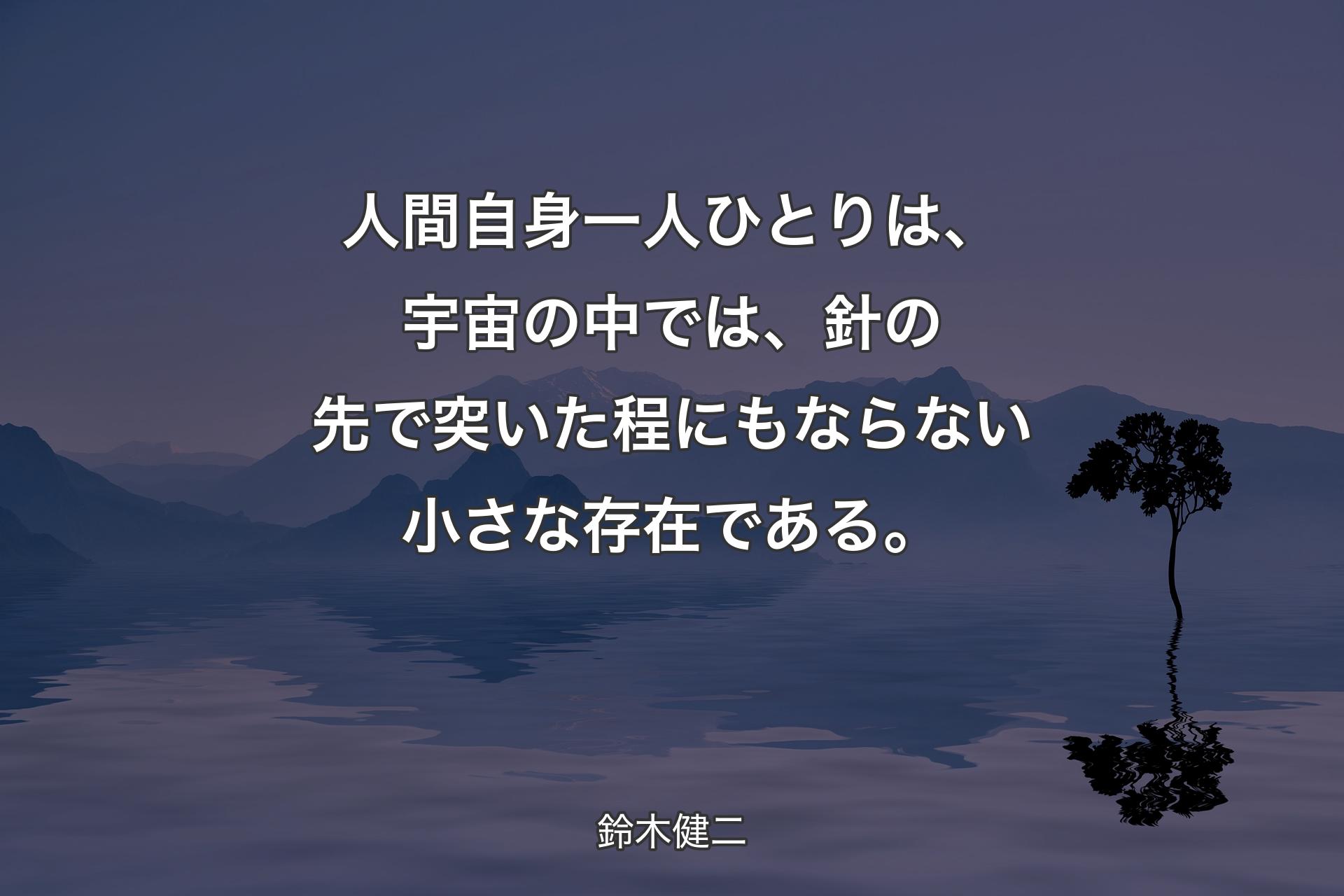 人間自身一人ひとりは、宇宙の中では、針の先��で突いた程にもならない小さな存在である。 - 鈴木健二